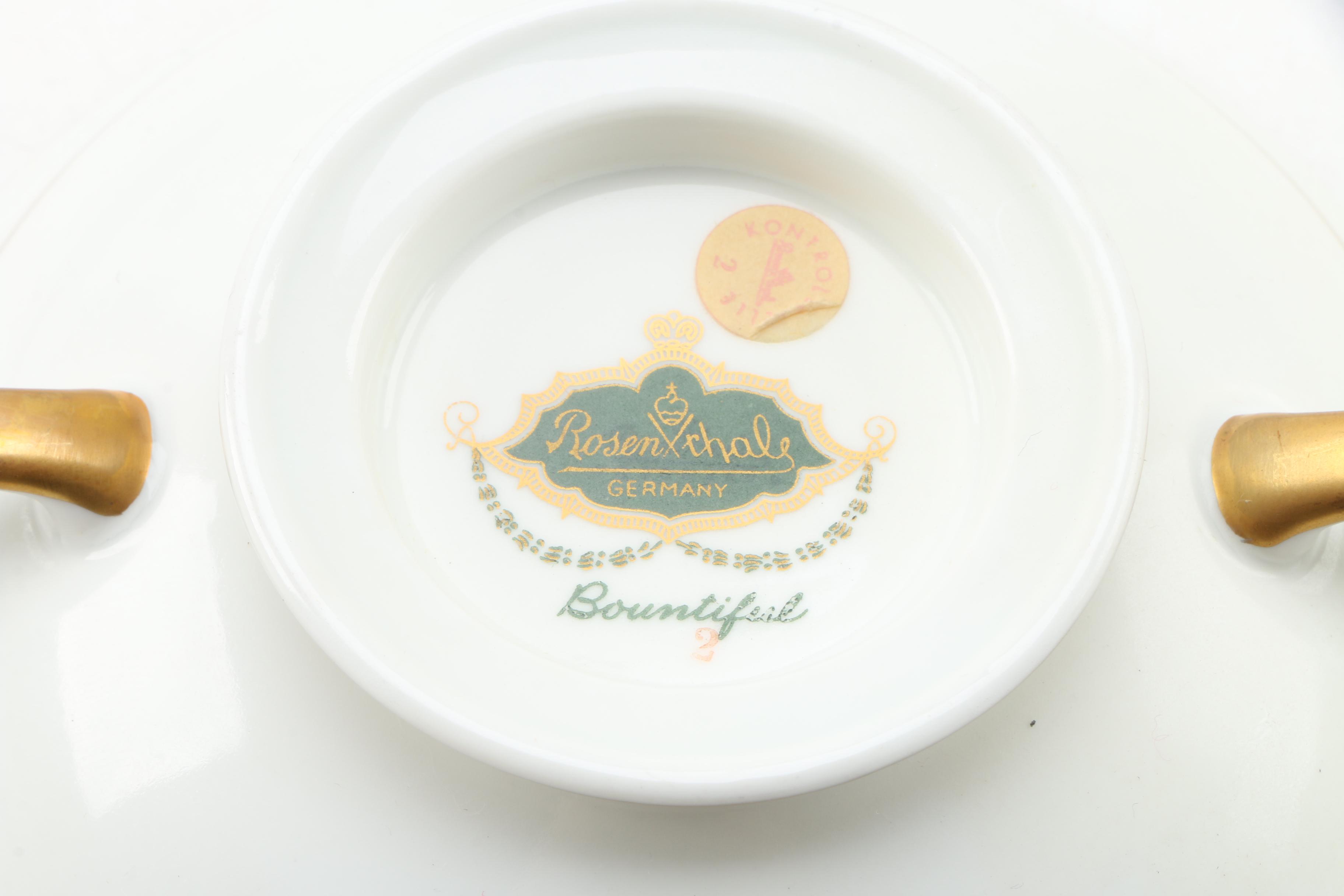 Rosenthal "Bountiful" Porcelain Soup Bowls and Noritake Saucers