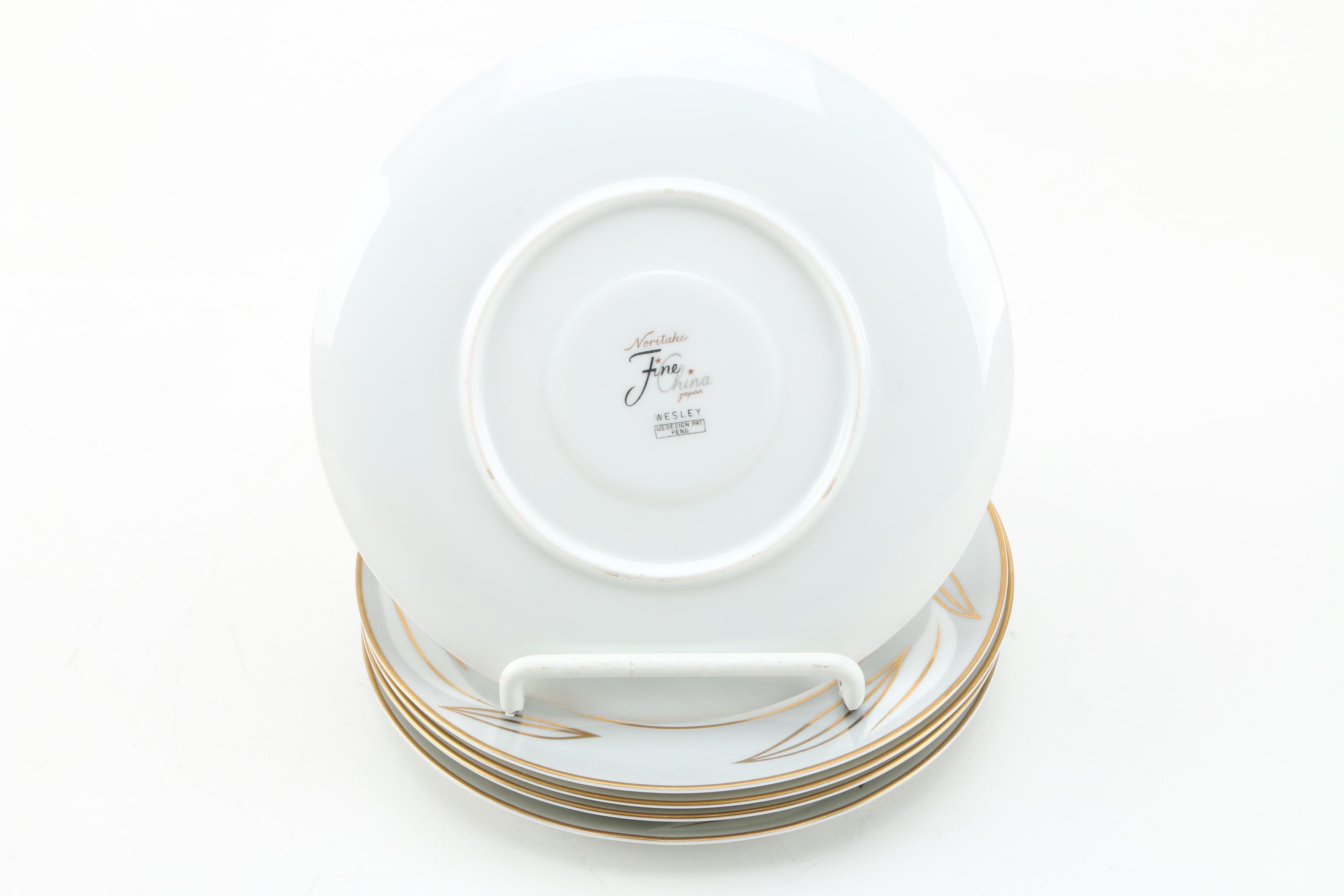 Rosenthal "Bountiful" Porcelain Soup Bowls and Noritake Saucers