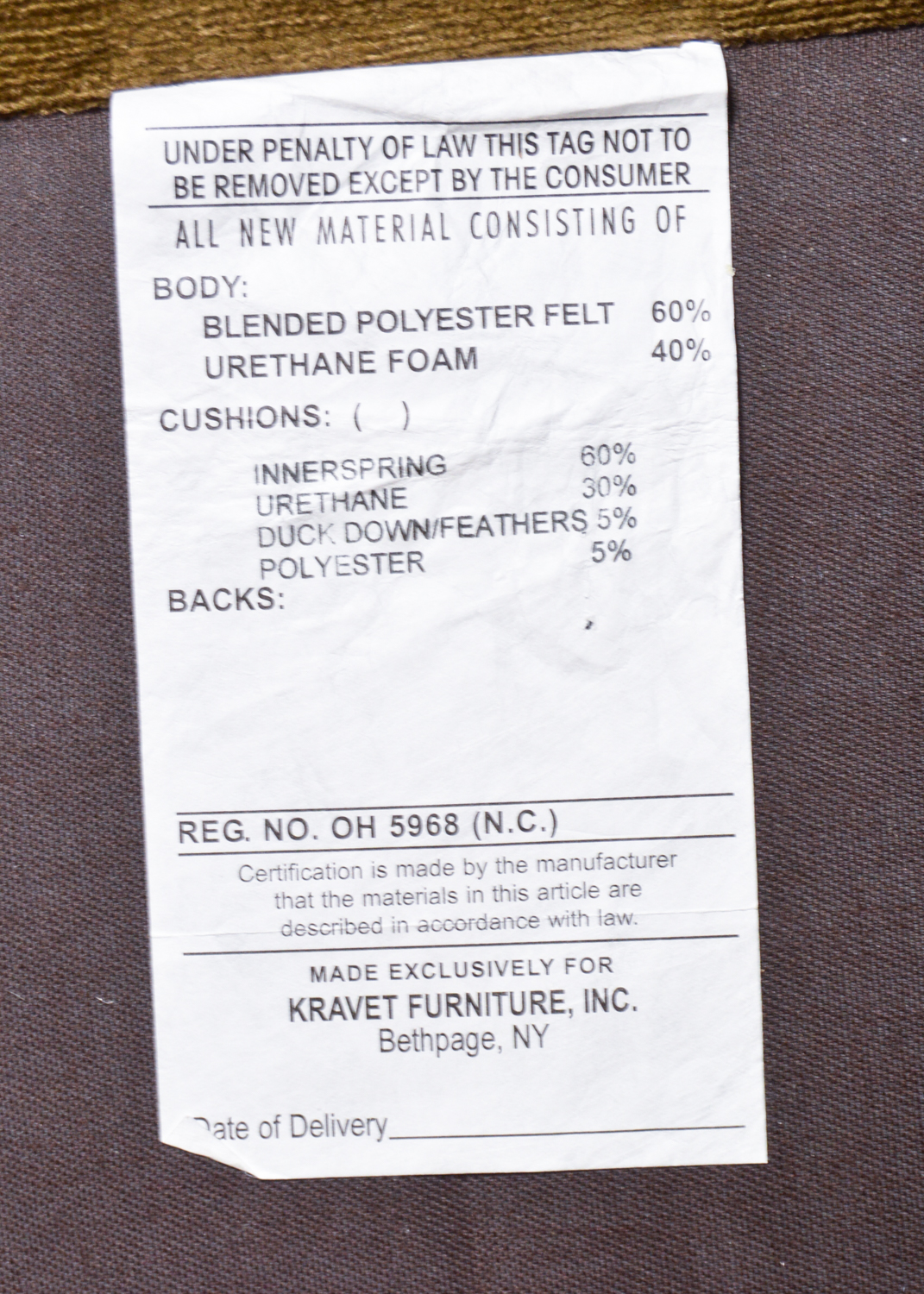 Chenille Sofa by Kravet Furniture, Inc.