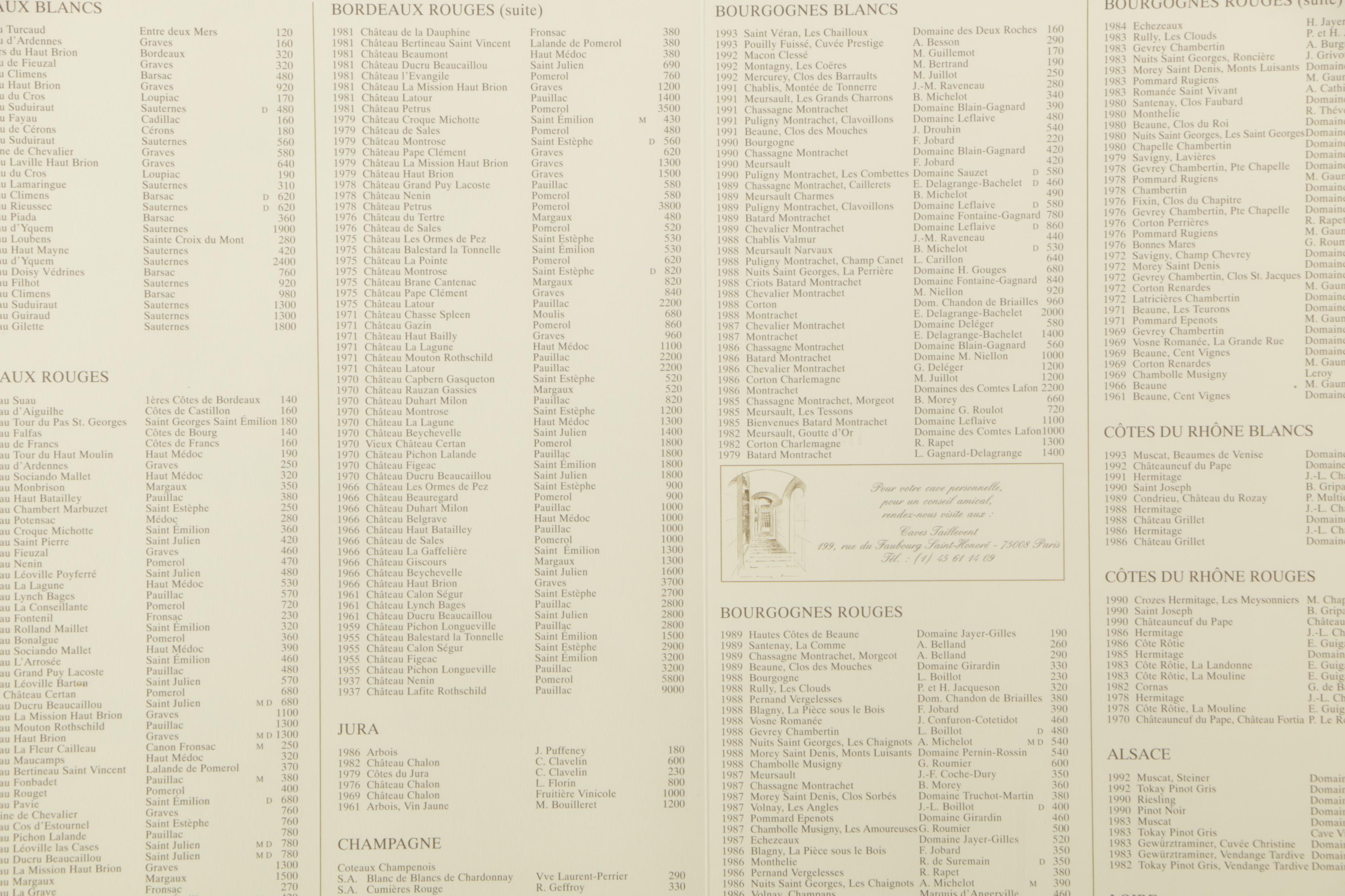 Lithographs of Taillevent Menu