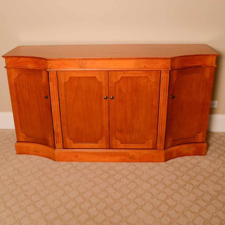 Cherry Stained Credenza Cabinet