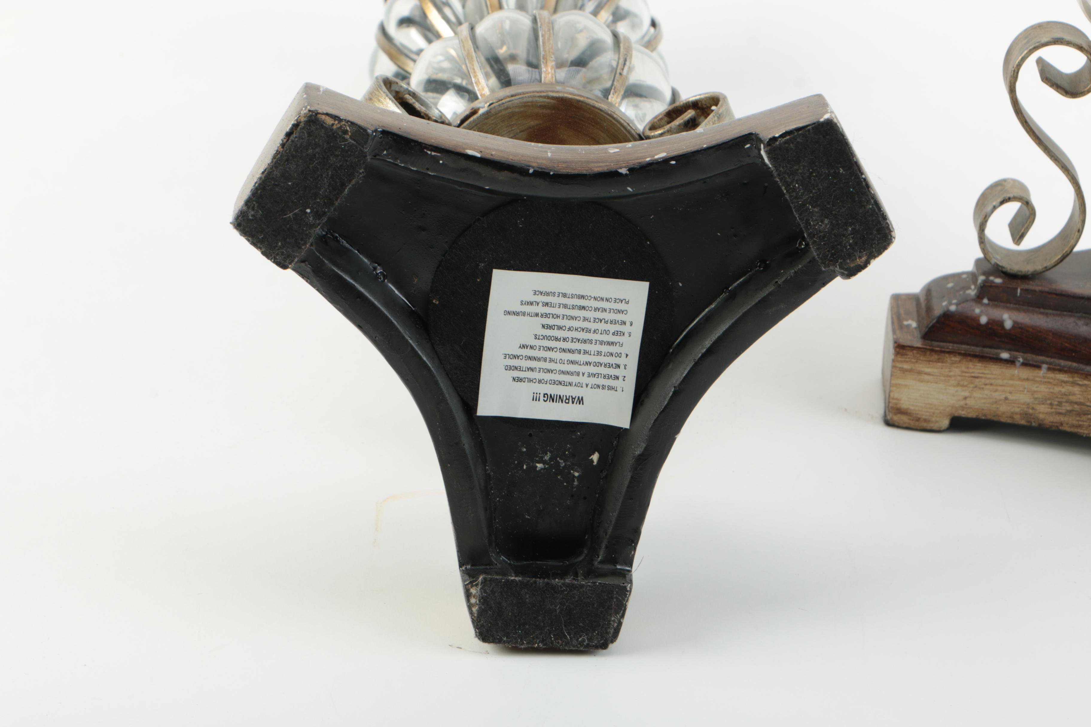 Glass and Resin Pillar Candle Holders