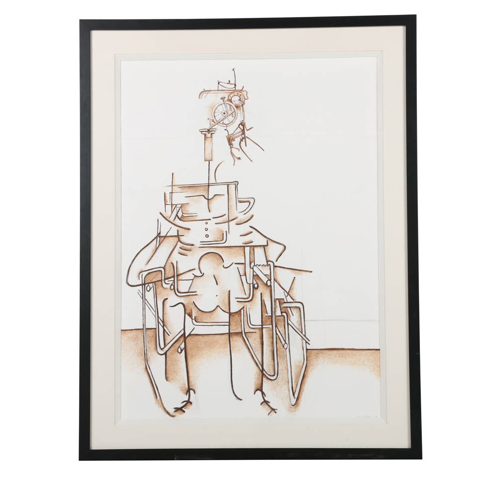 H. Casas Oil Painting on Board of Abstract Composition