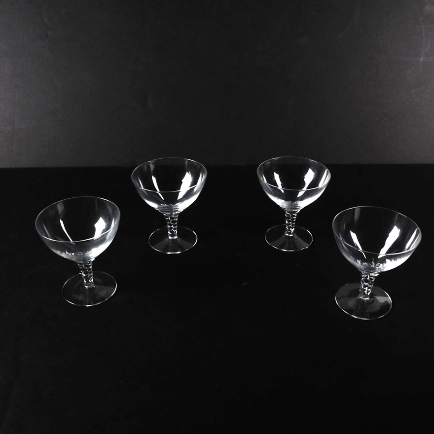 Set of Clear Twisted Stem Cocktail Glasses