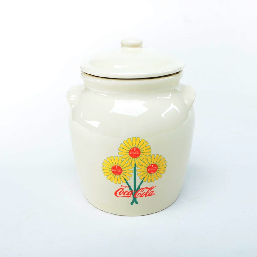 Vintage Coca-Cola Floral Motif Cookie Jar