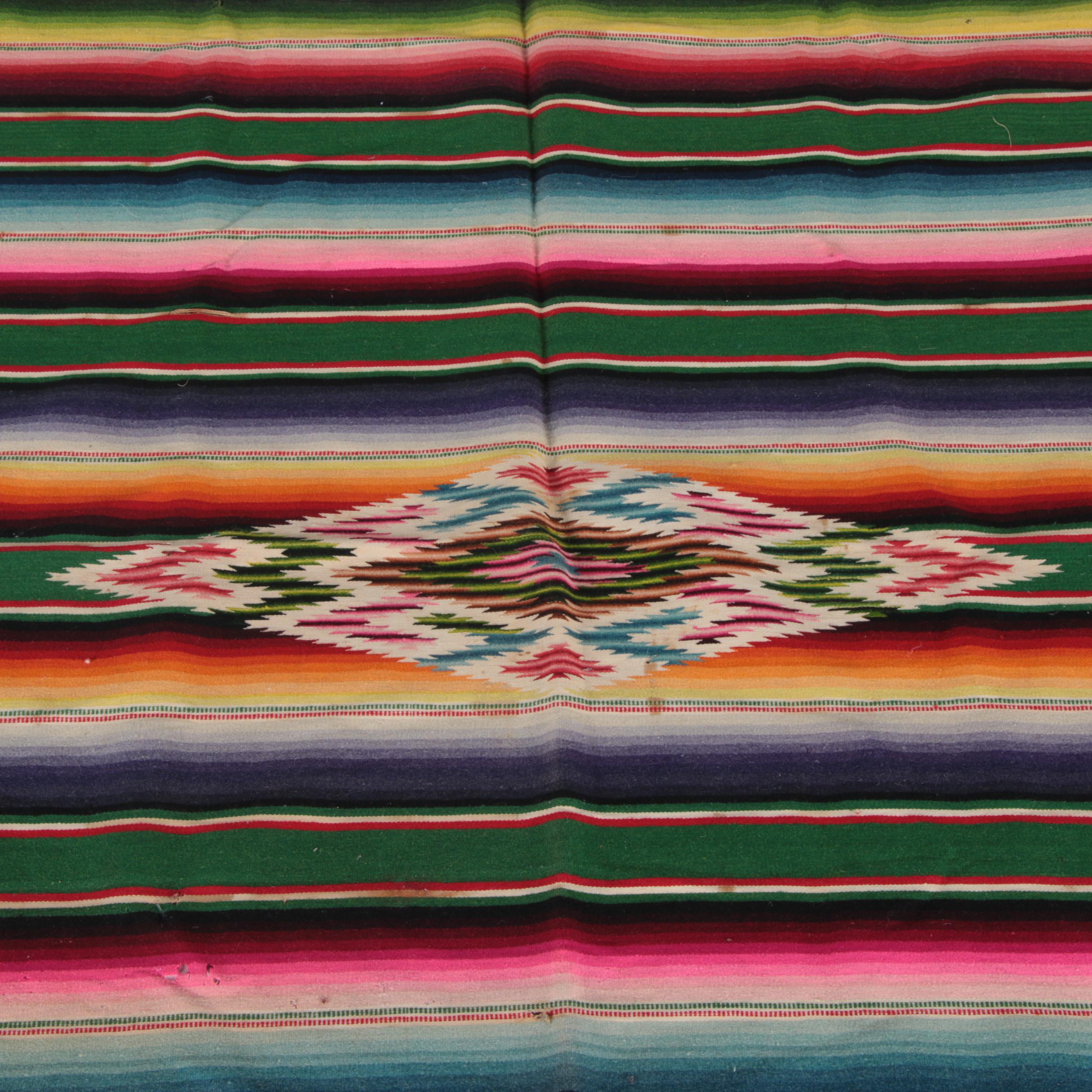 Handwoven Mexican Serape Wool Blanket