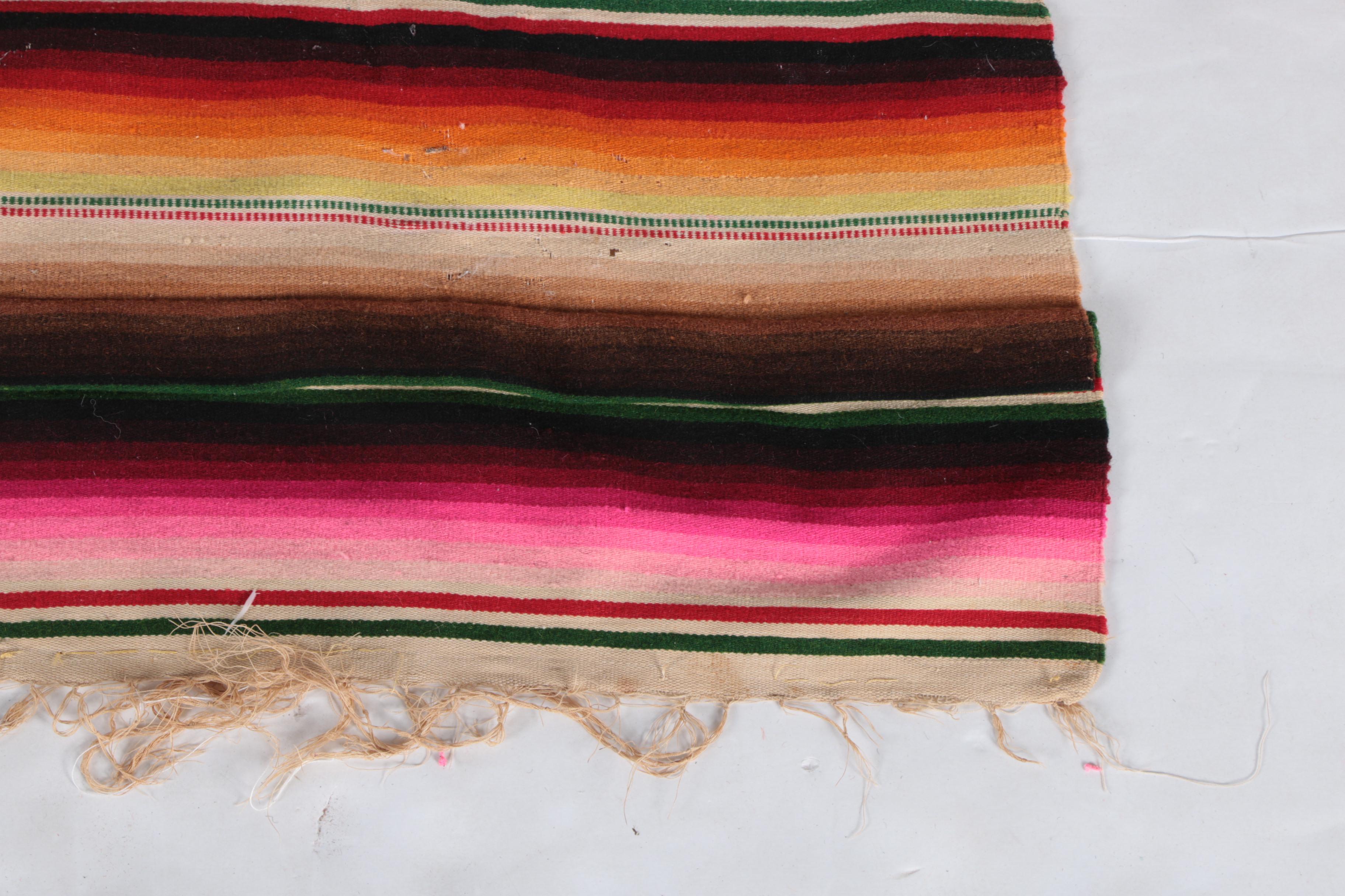 Handwoven Mexican Serape Wool Blanket
