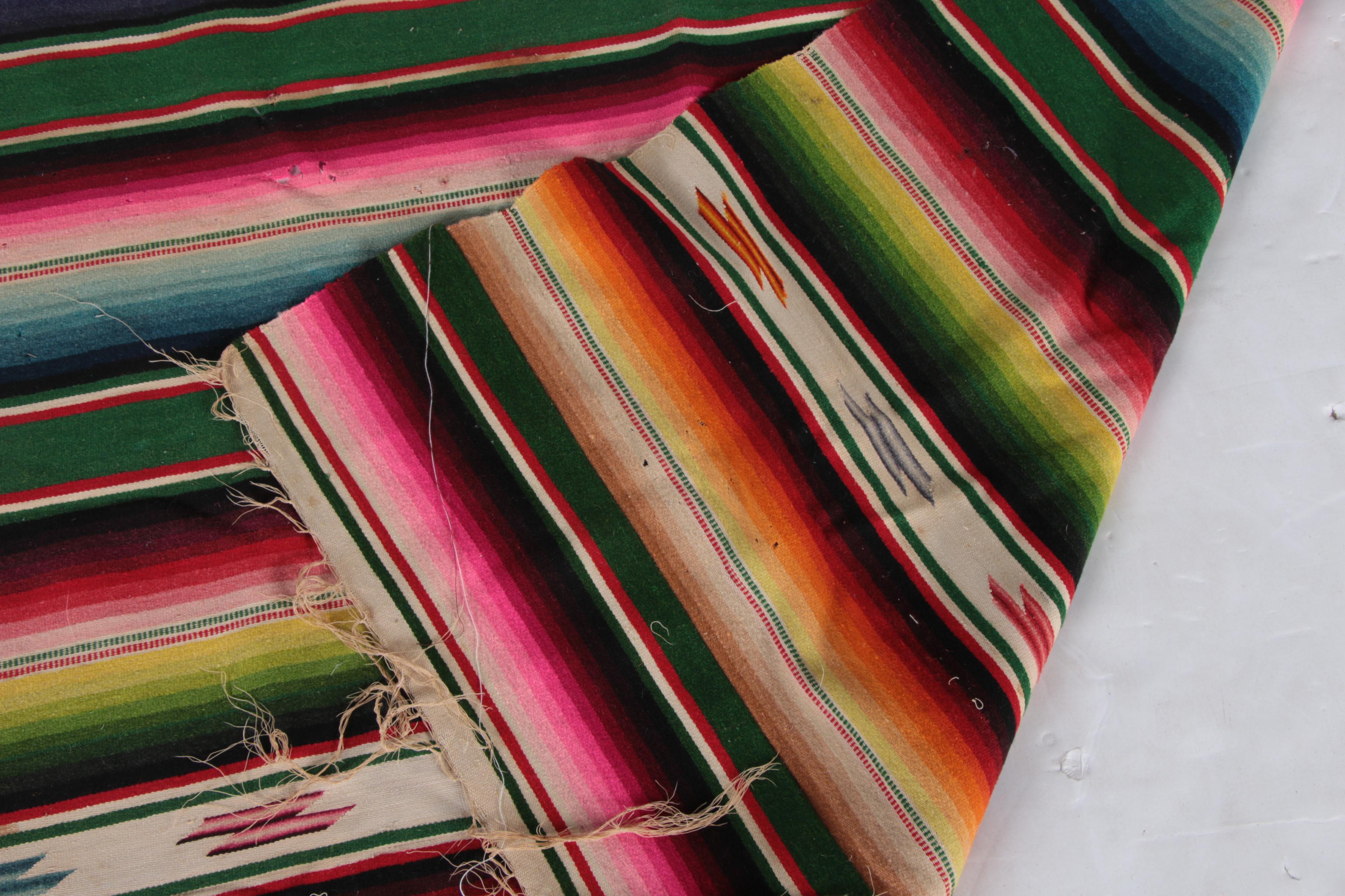 Handwoven Mexican Serape Wool Blanket