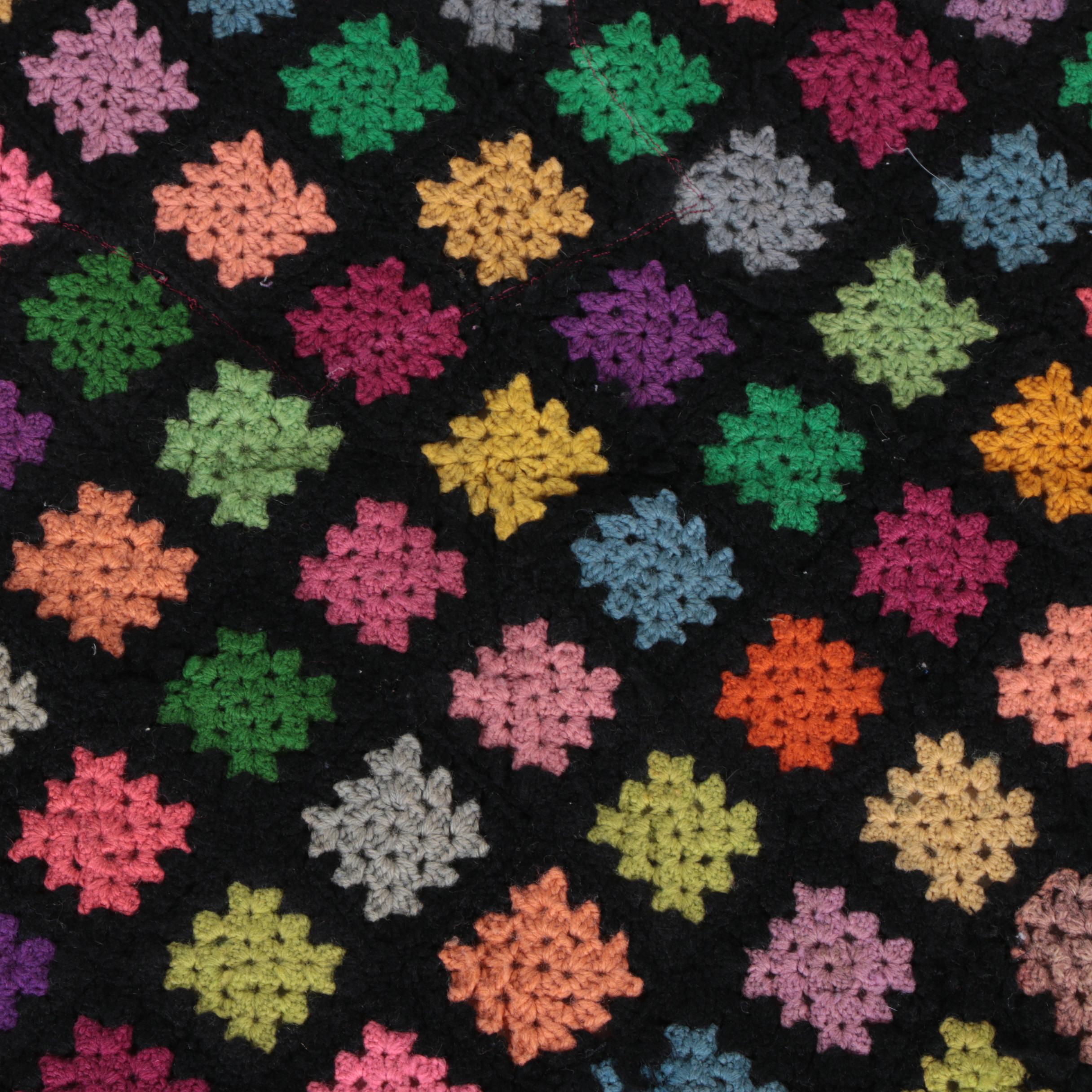 Vintage Diamond Pattern Crocheted Afghan