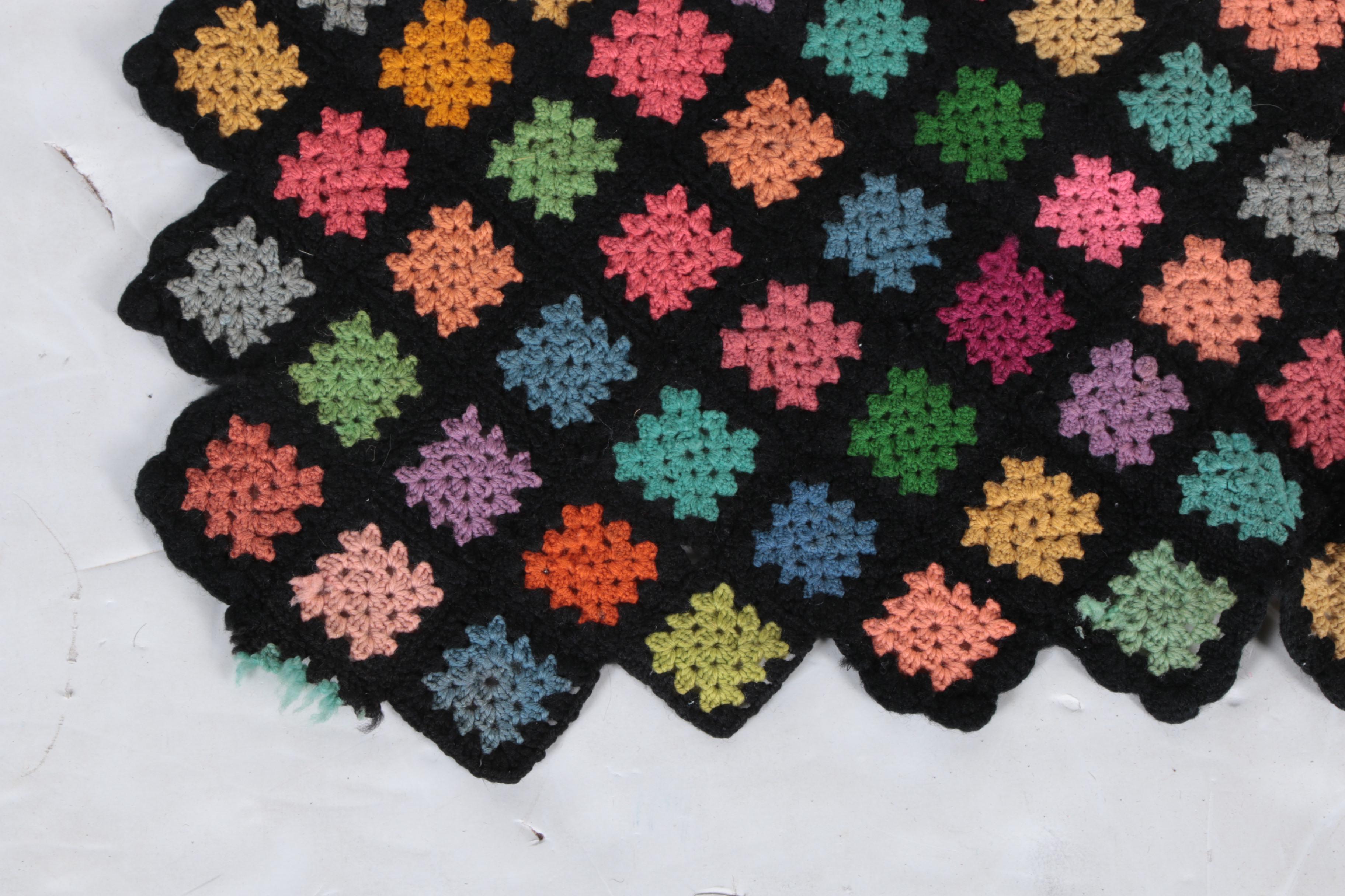 Vintage Diamond Pattern Crocheted Afghan