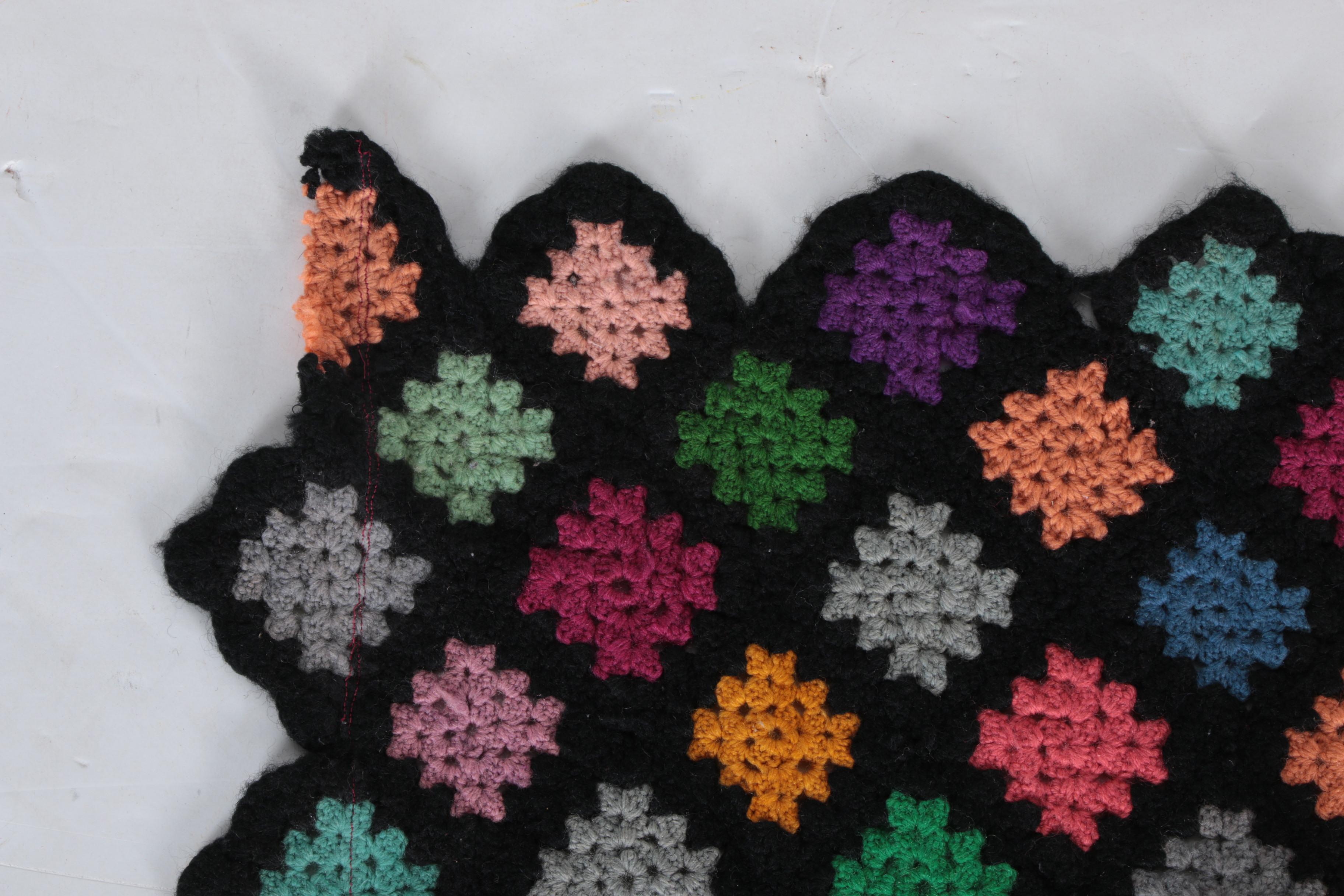 Vintage Diamond Pattern Crocheted Afghan