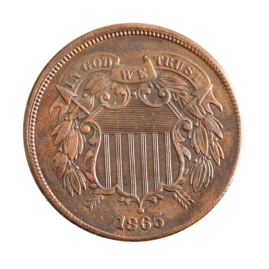 1865 Uncirculated Two Cent Piece