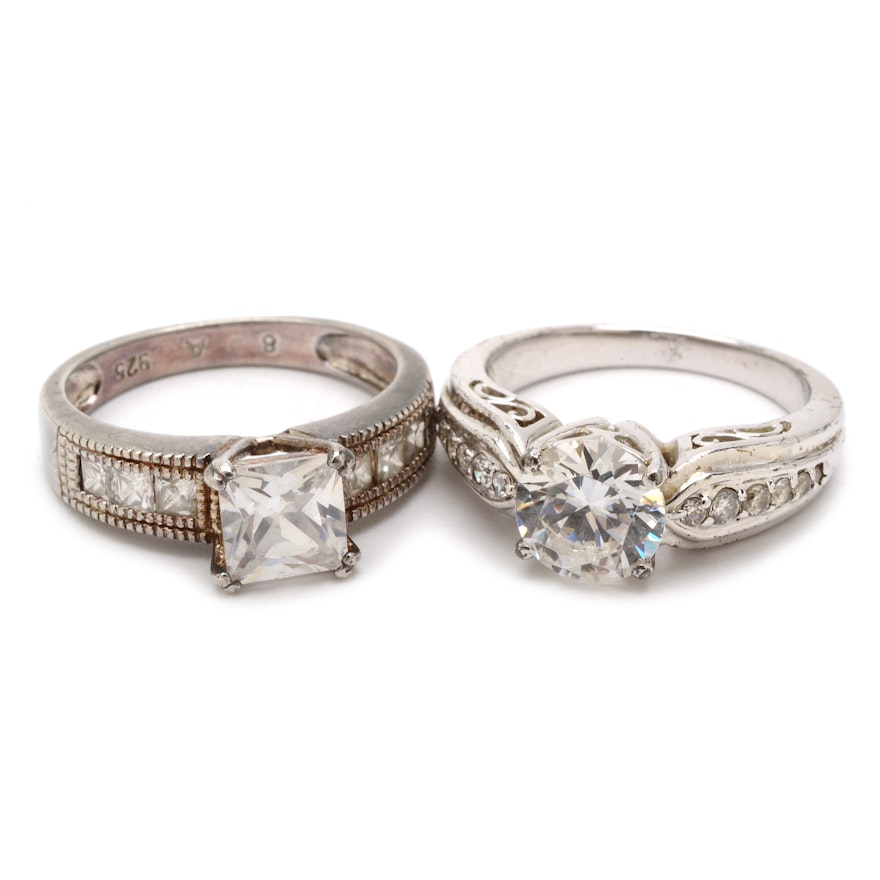 Pairing of Sterling Silver and Cubic Zirconia Rings