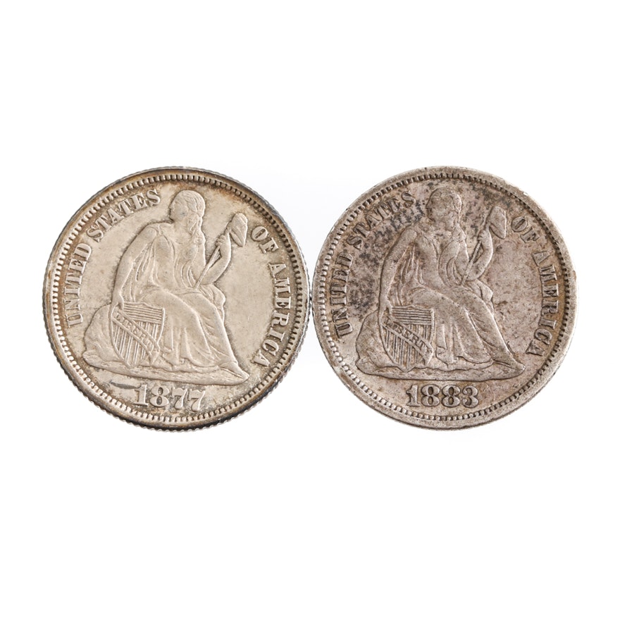 1877 and 1883 Liberty Seated Dimes