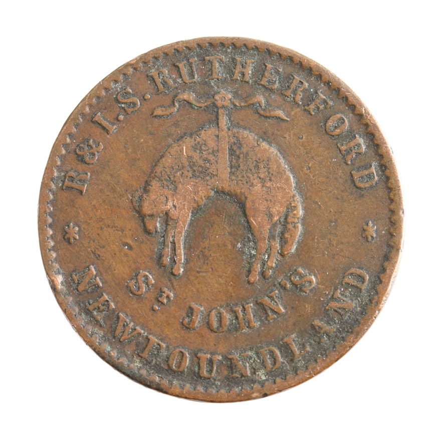 1840s Rutherfords Bros. 1/2 Penny Hard Times Token