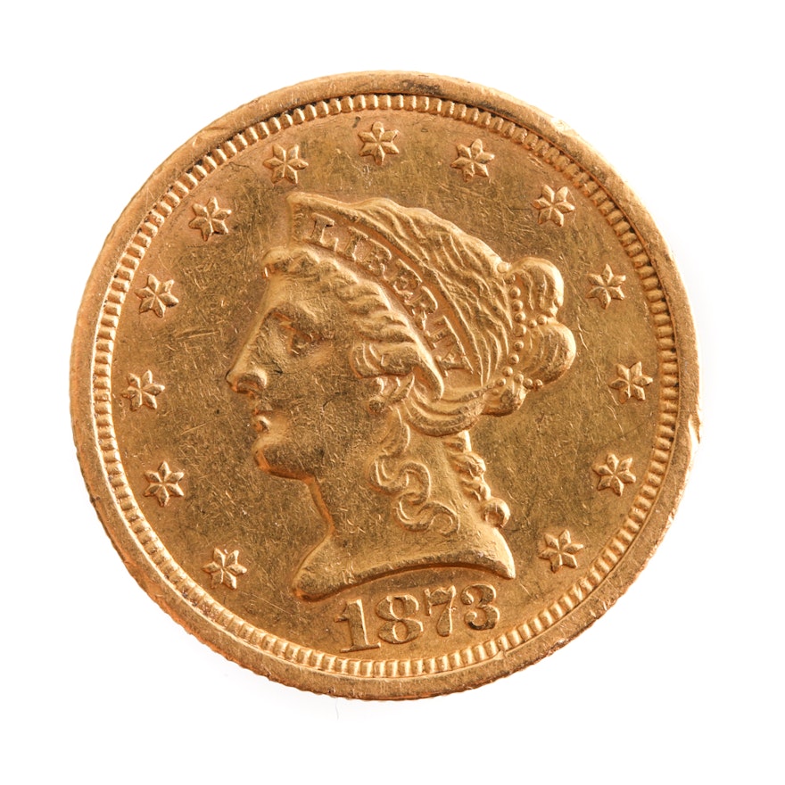 1873 Quarter Eagle $2.50 Gold Coin
