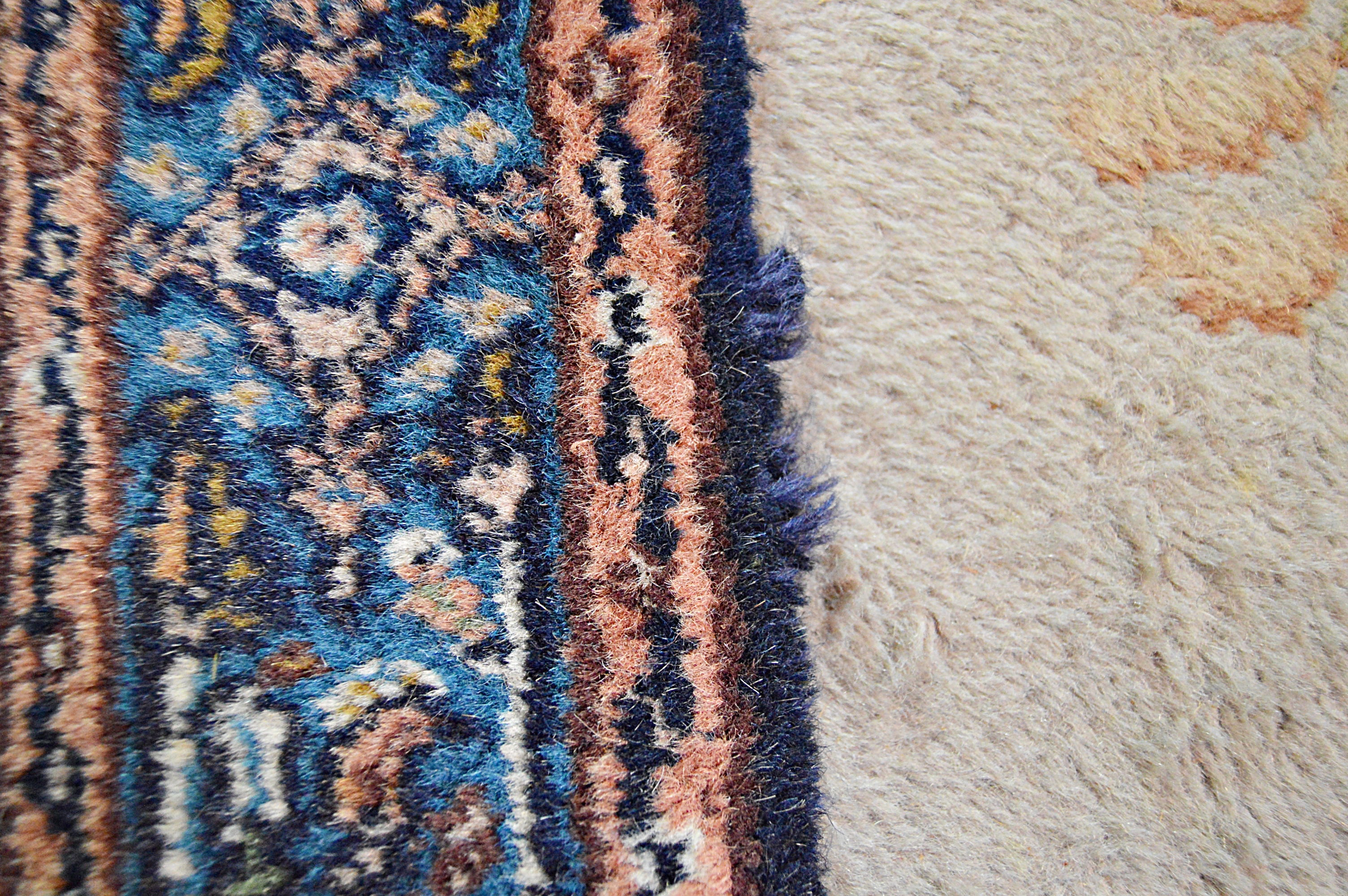 Vintage Hand-Knotted Indian Persian Nain Style Wool Accent Rug