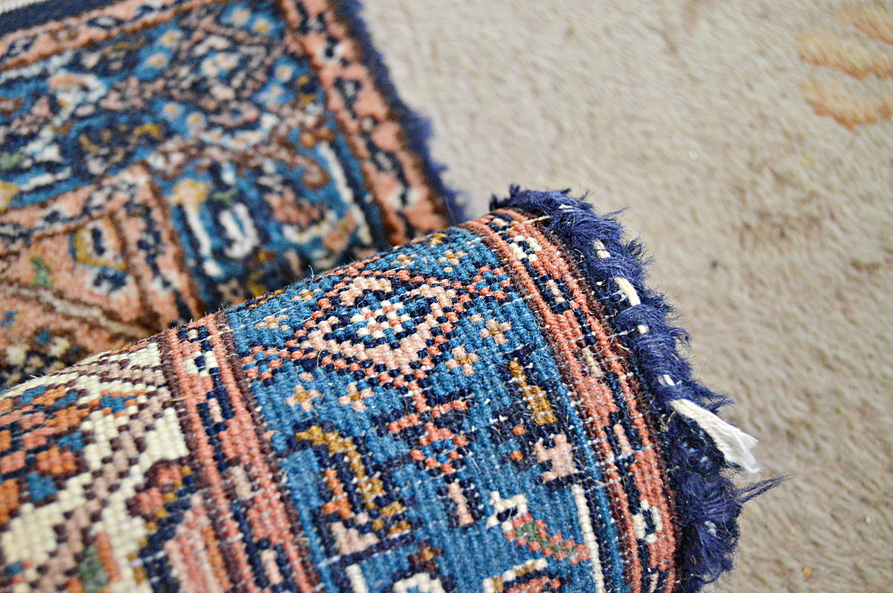 Vintage Hand-Knotted Indian Persian Nain Style Wool Accent Rug