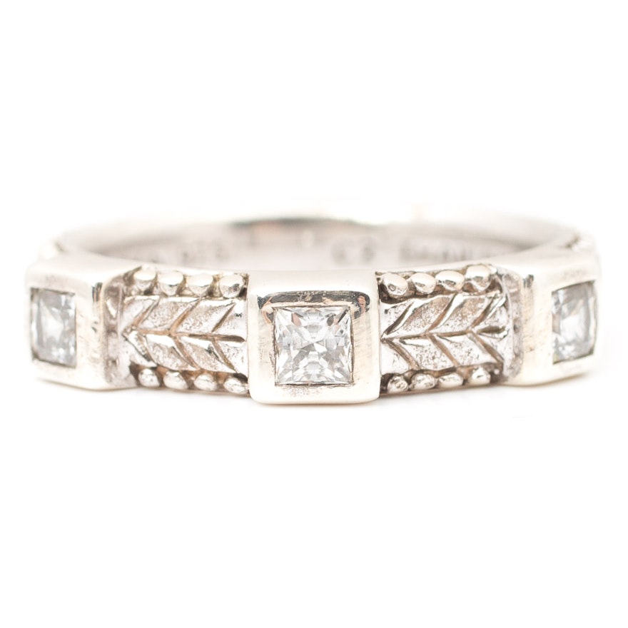 Sterling Silver Judith Ripka Braided Band with Cubic Zirconia Accents