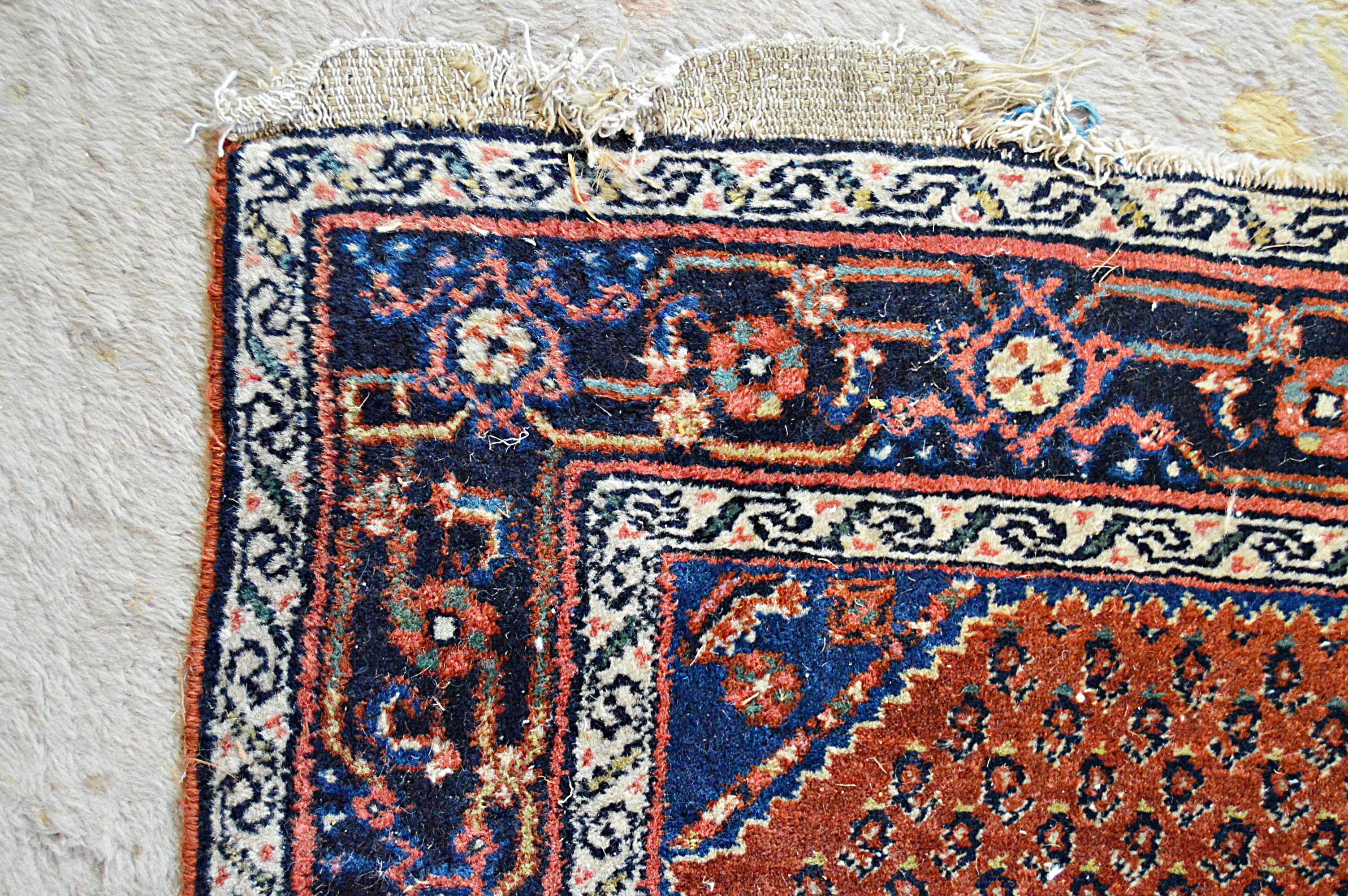 Semi-Antique Hand-Knotted Persian Mir Wool Accent Rug