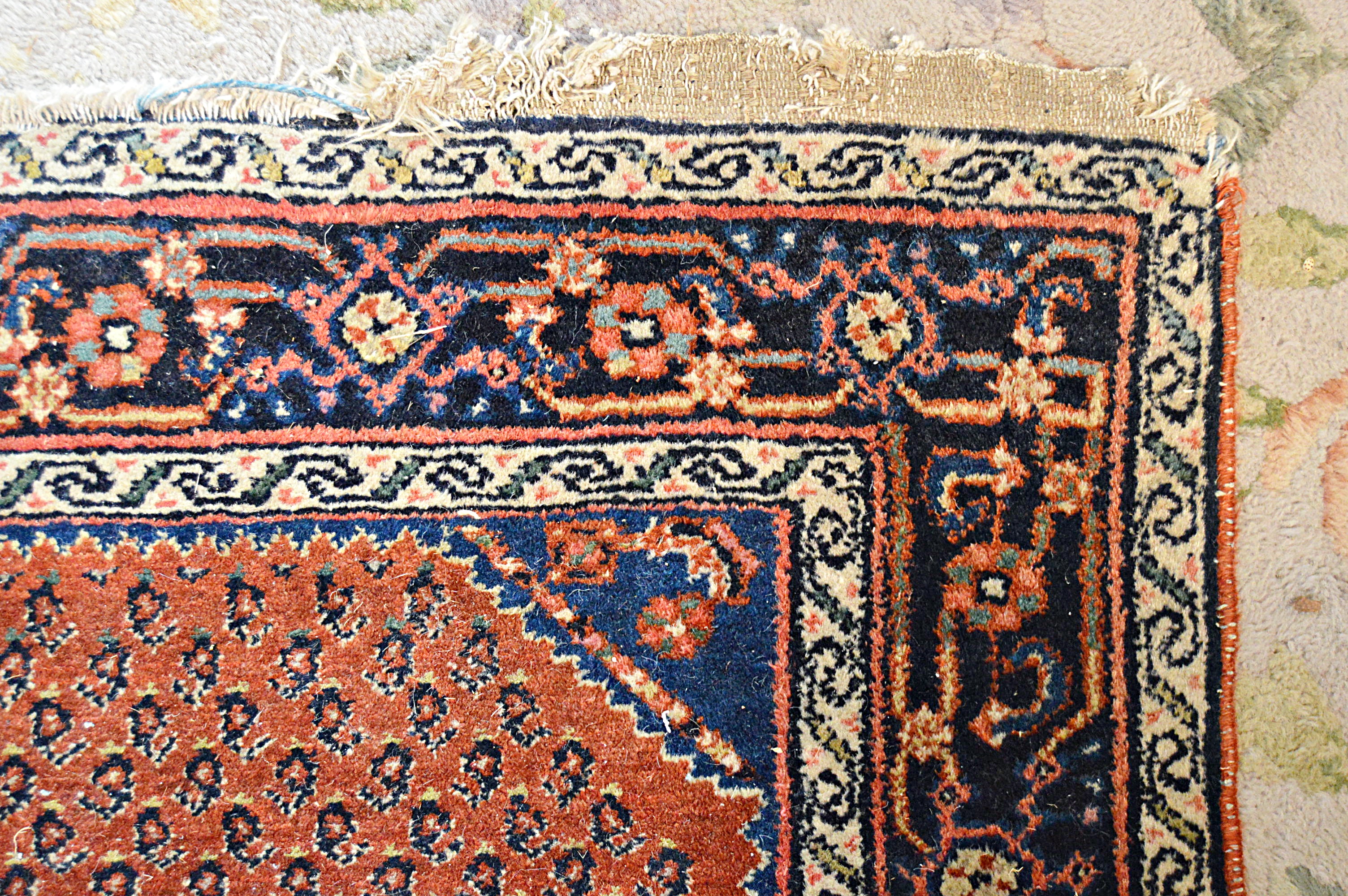 Semi-Antique Hand-Knotted Persian Mir Wool Accent Rug