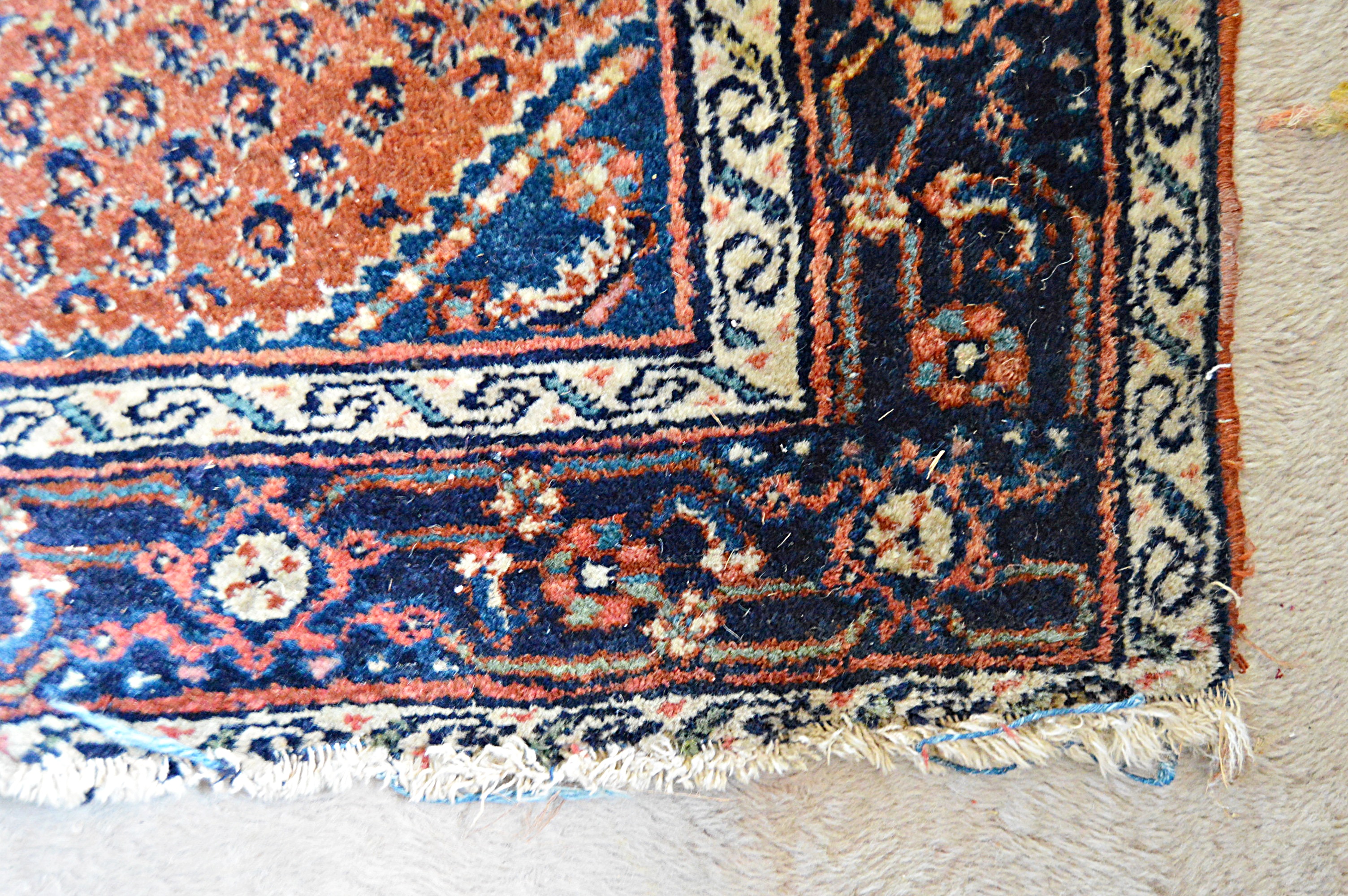 Semi-Antique Hand-Knotted Persian Mir Wool Accent Rug