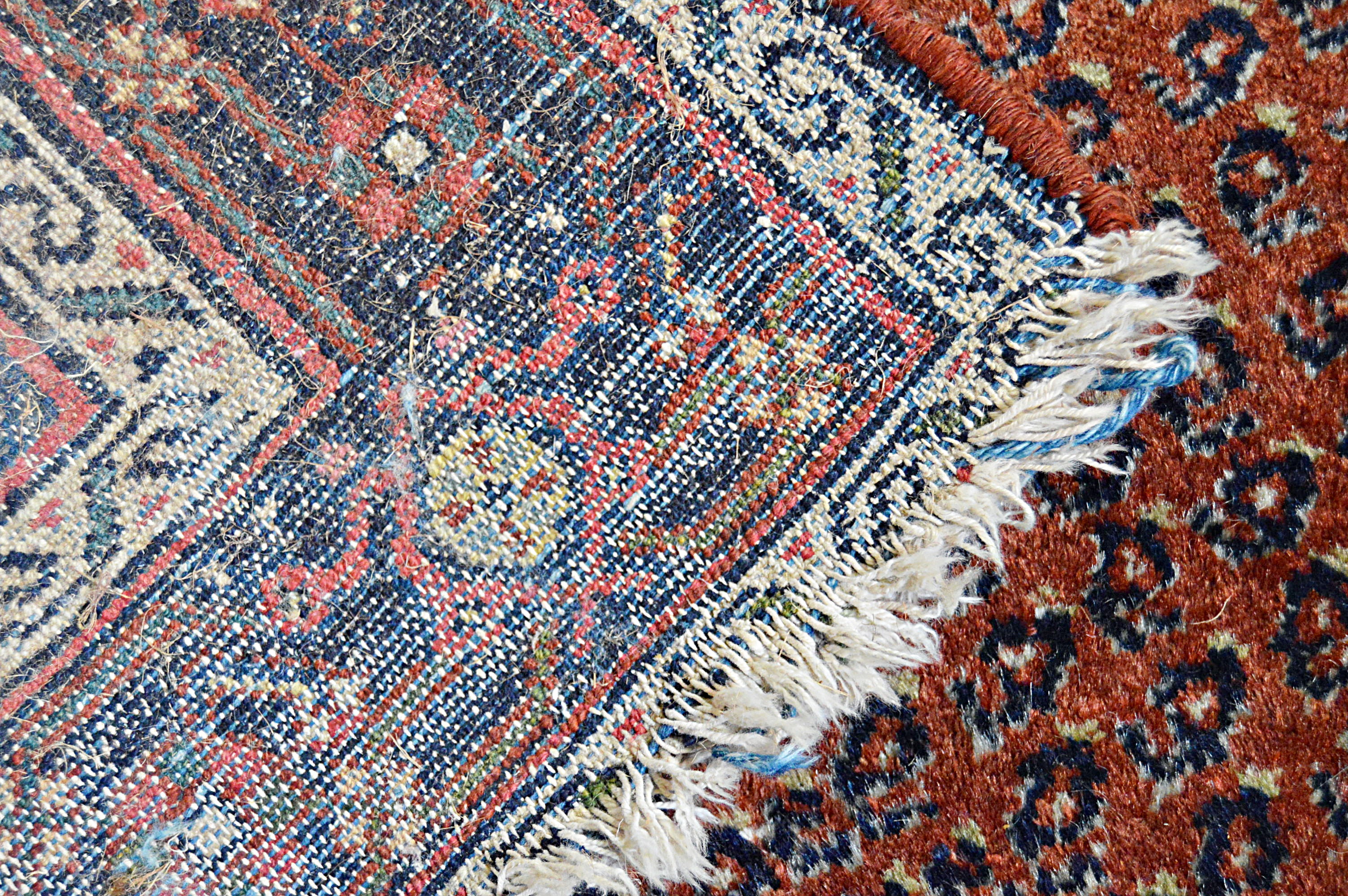 Semi-Antique Hand-Knotted Persian Mir Wool Accent Rug