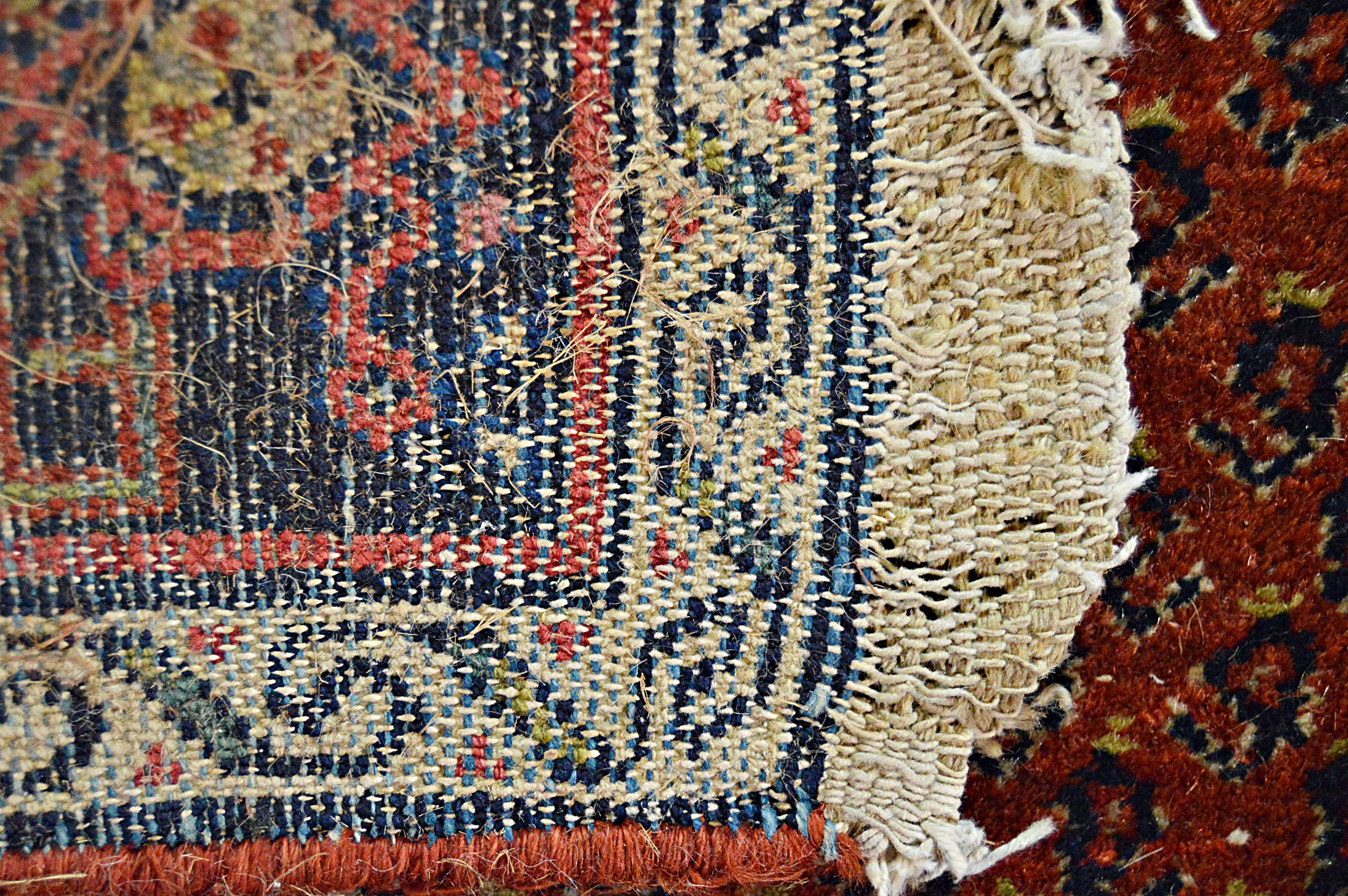 Semi-Antique Hand-Knotted Persian Mir Wool Accent Rug