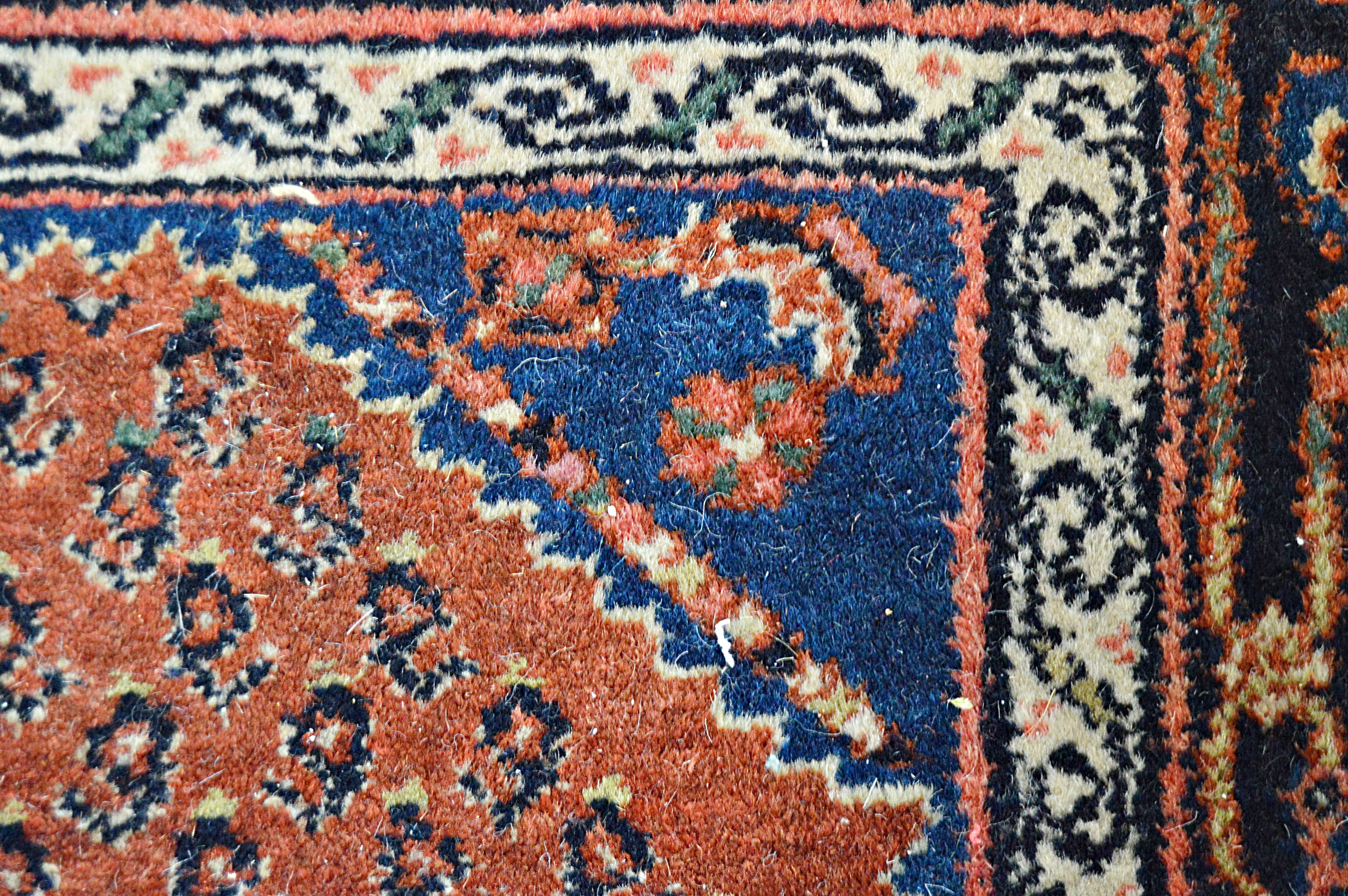 Semi-Antique Hand-Knotted Persian Mir Wool Accent Rug