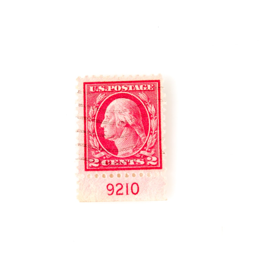 2 cent George Washington Stamp with Plate Number
