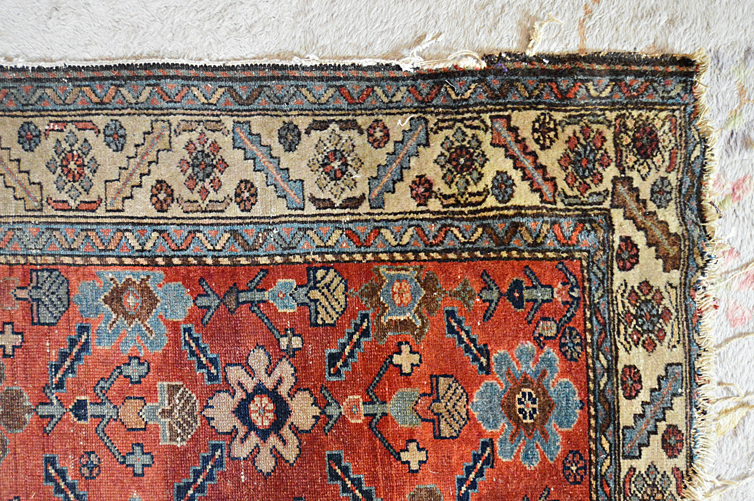 Antique Hand-Knotted Kurdish Wool Accent Rug
