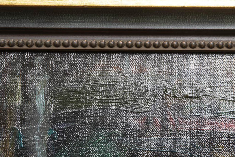 Kim English Framed Oil Painting of a Street Market