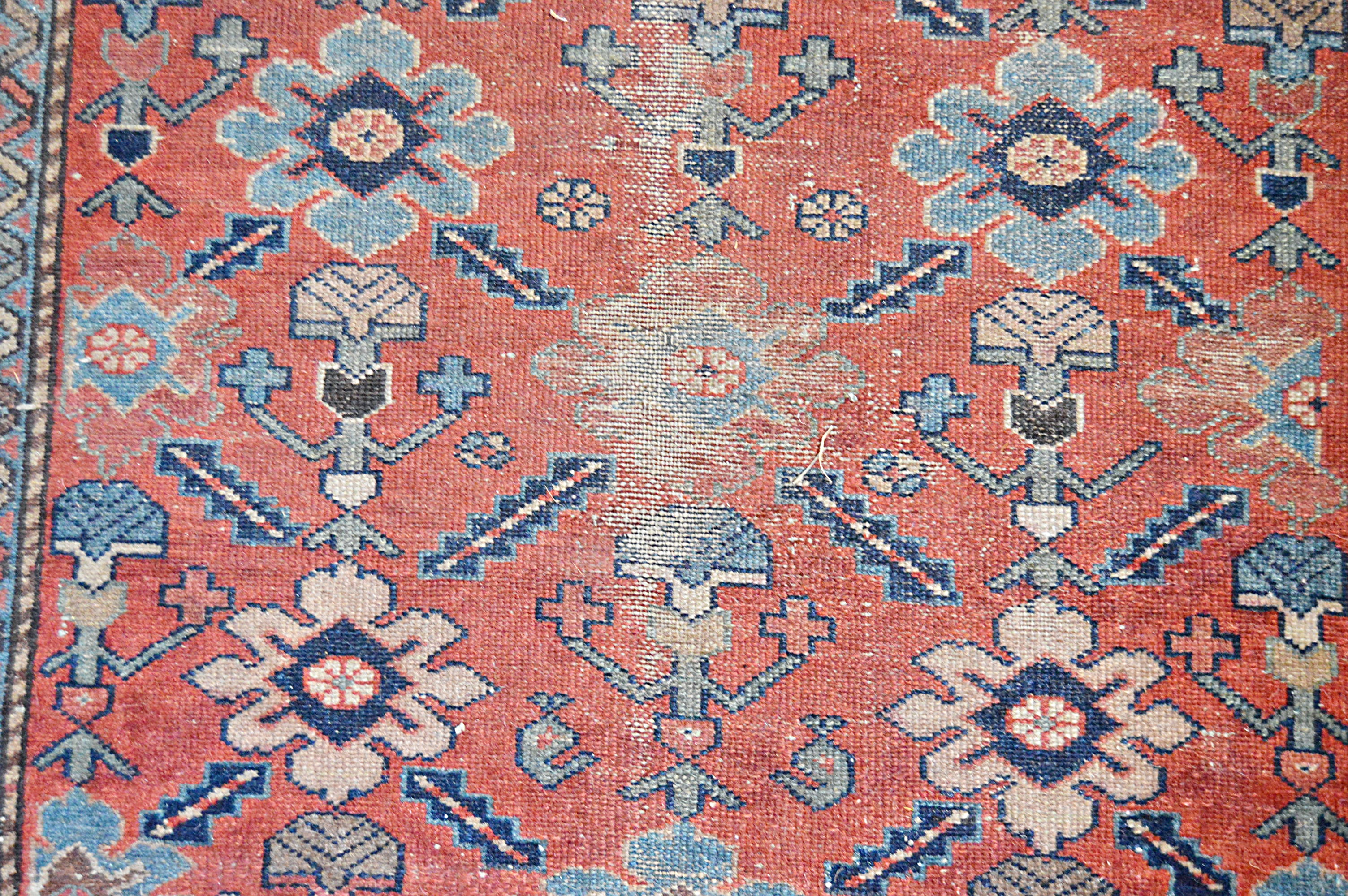 Antique Hand-Knotted Kurdish Wool Accent Rug