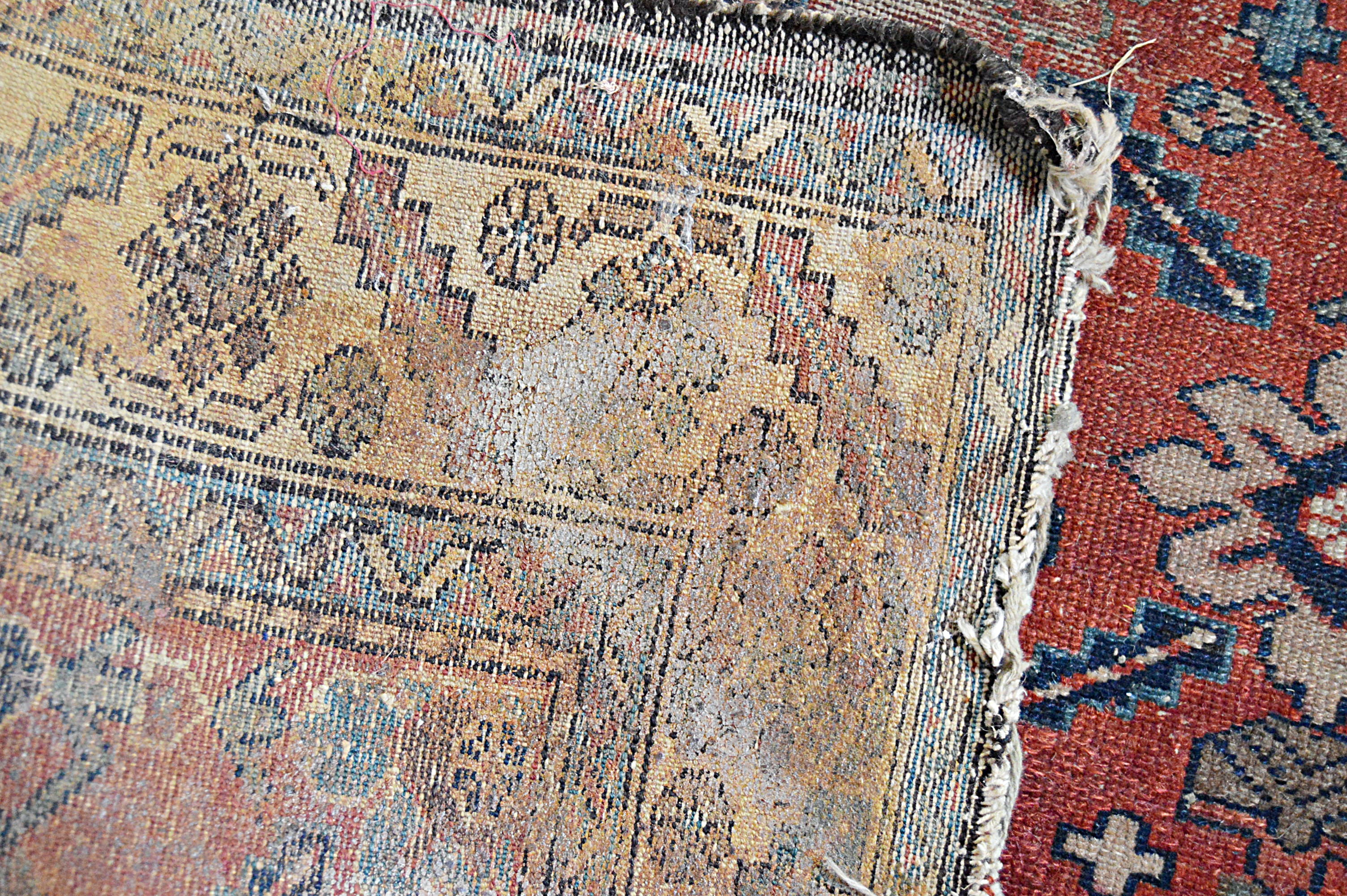 Antique Hand-Knotted Kurdish Wool Accent Rug