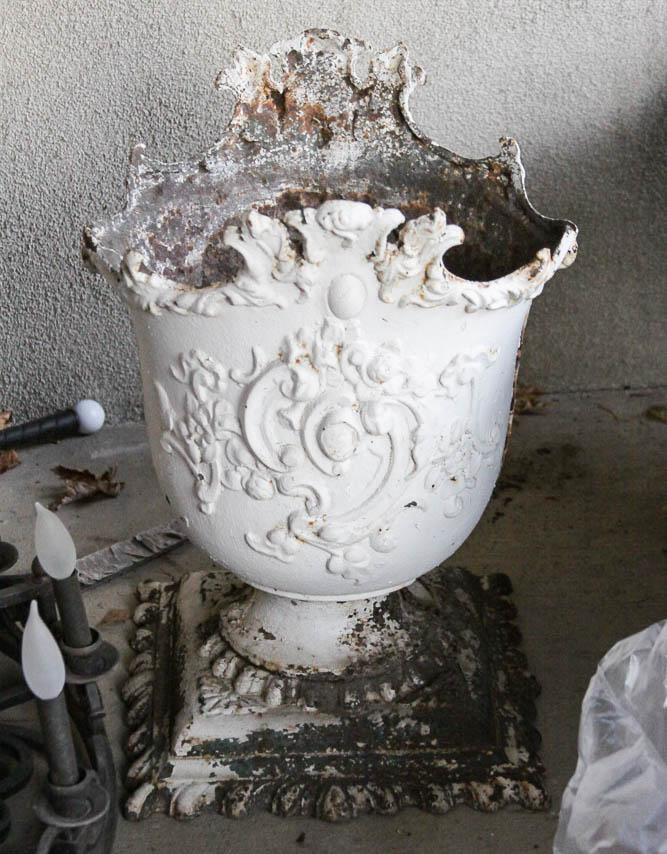 Antique Cast Iron Garden Urns