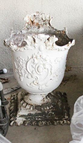 Antique Cast Iron Garden Urns