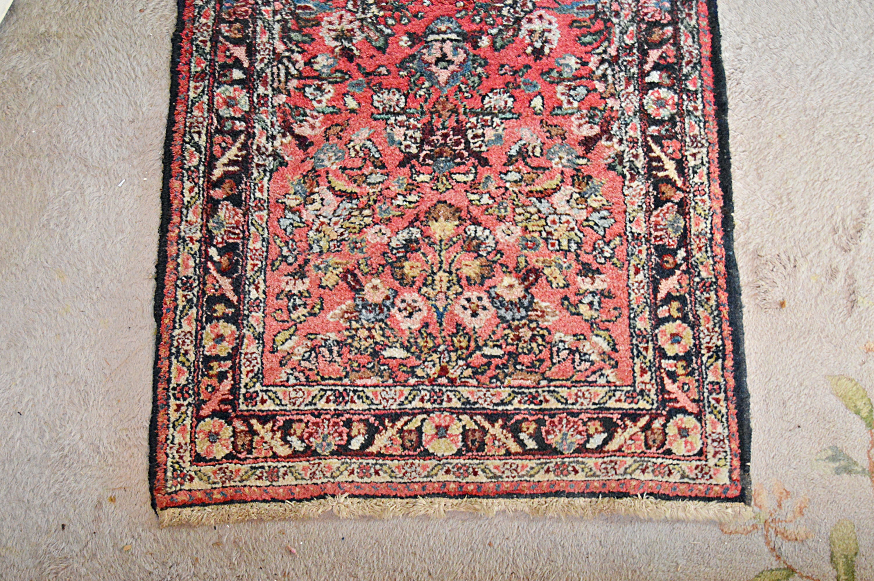 Semi-Antique Hand-Knotted Malayer Sarouk Wool Carpet Runner