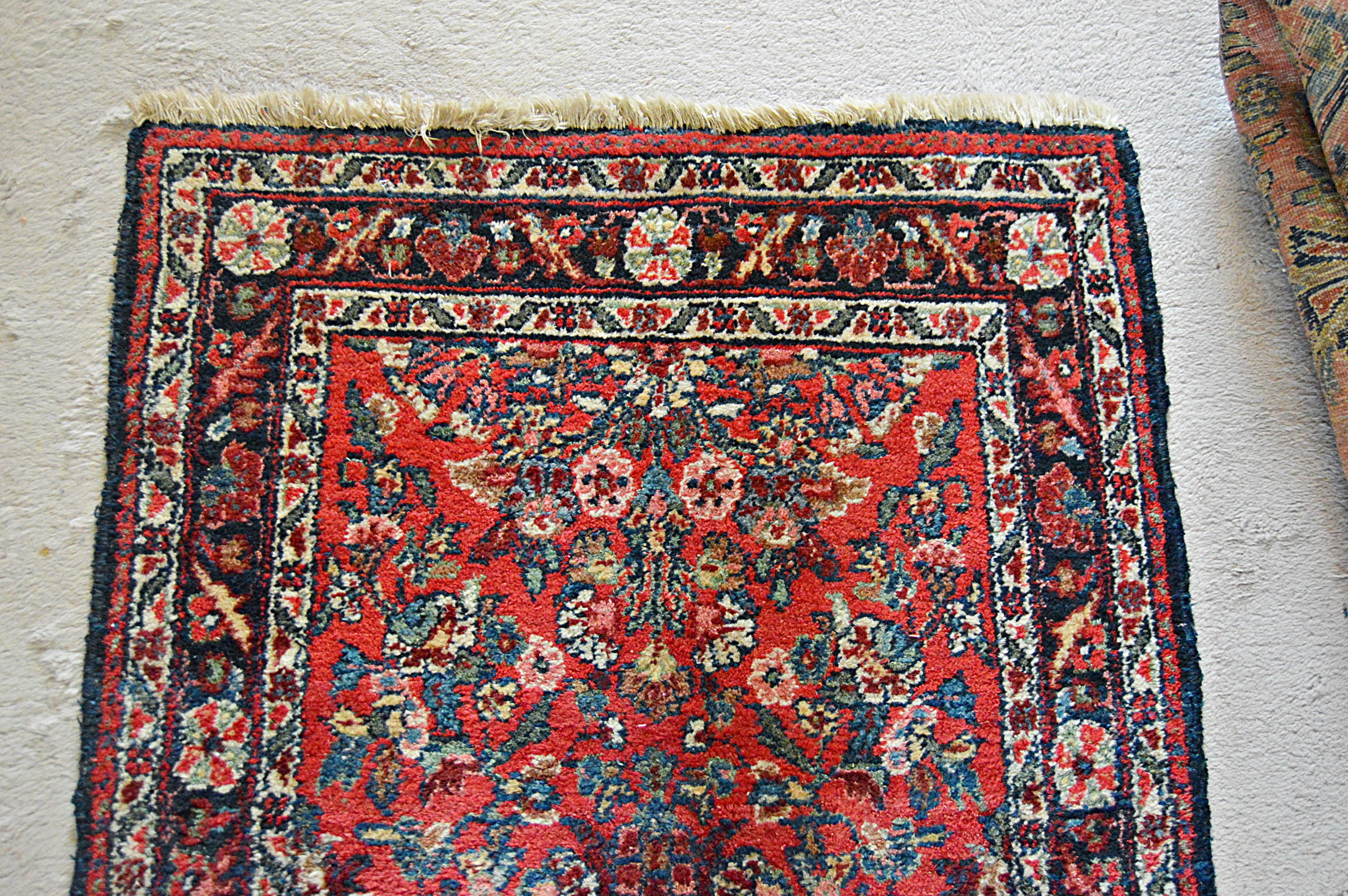 Semi-Antique Hand-Knotted Malayer Sarouk Wool Carpet Runner
