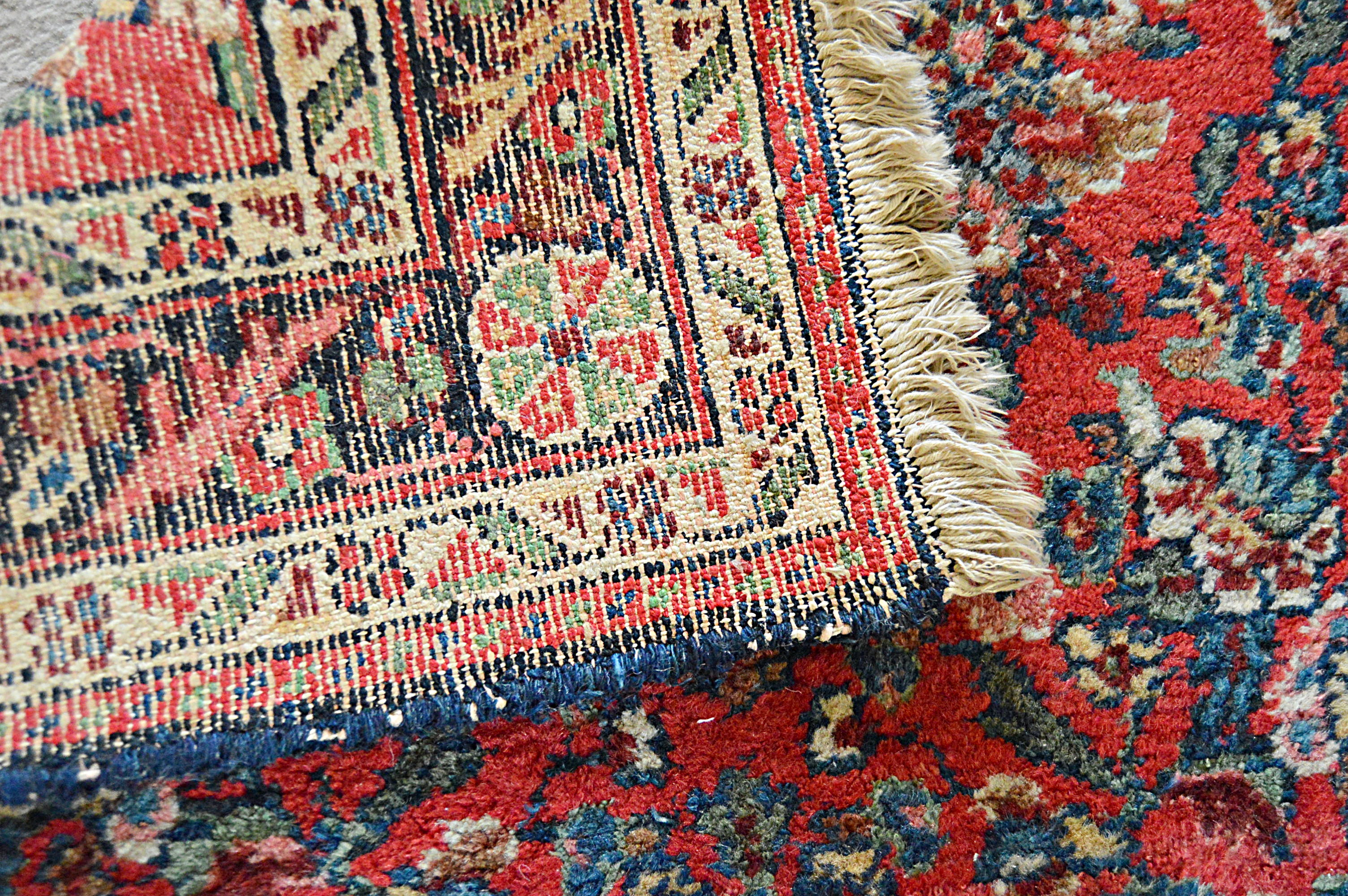 Semi-Antique Hand-Knotted Malayer Sarouk Wool Carpet Runner
