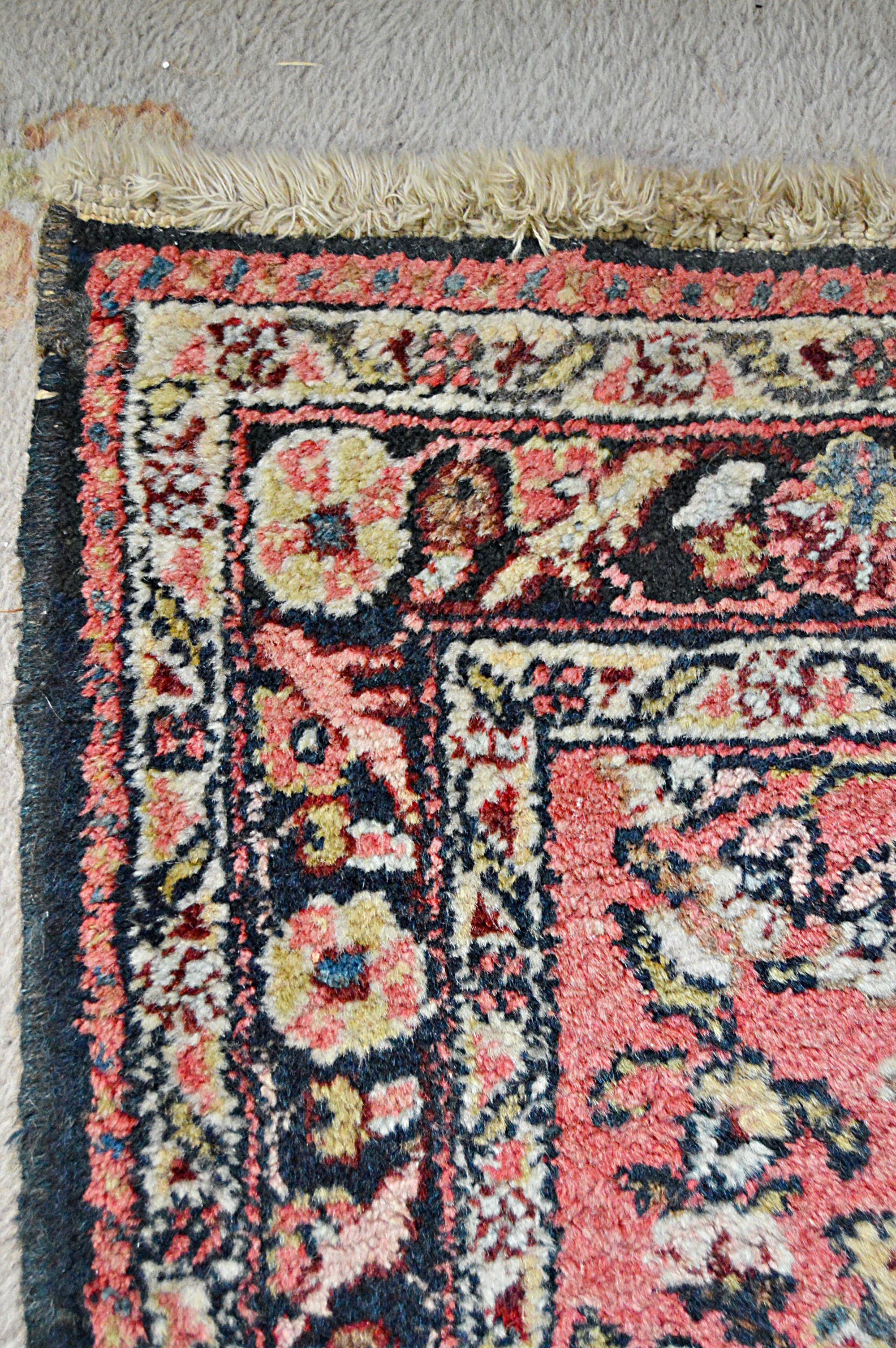 Semi-Antique Hand-Knotted Malayer Sarouk Wool Carpet Runner