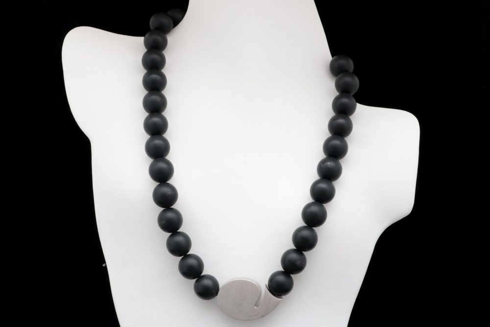 Bastian Sterling Silver and Black Onyx Bead Necklace