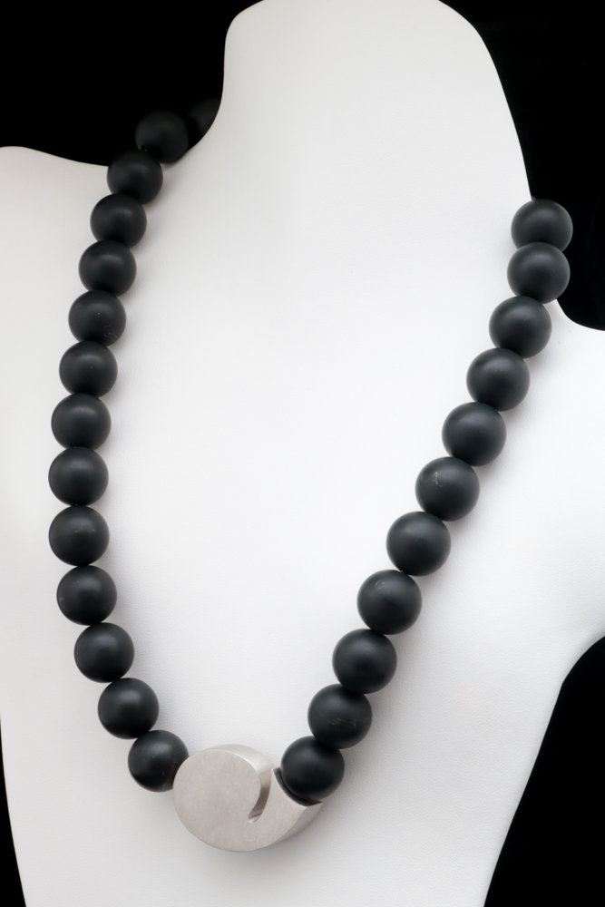 Bastian Sterling Silver and Black Onyx Bead Necklace