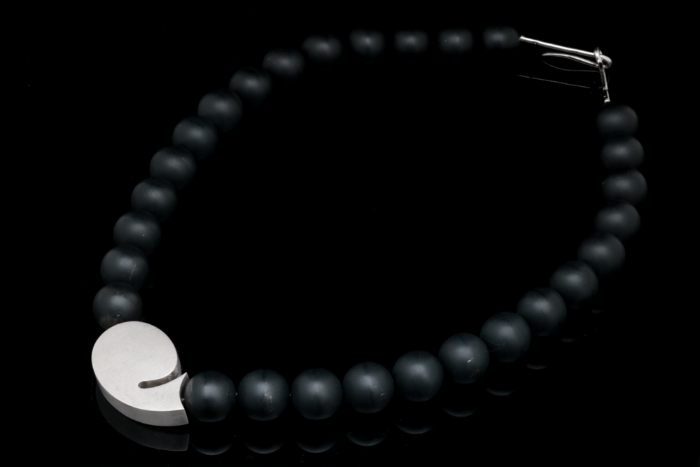 Bastian Sterling Silver and Black Onyx Bead Necklace