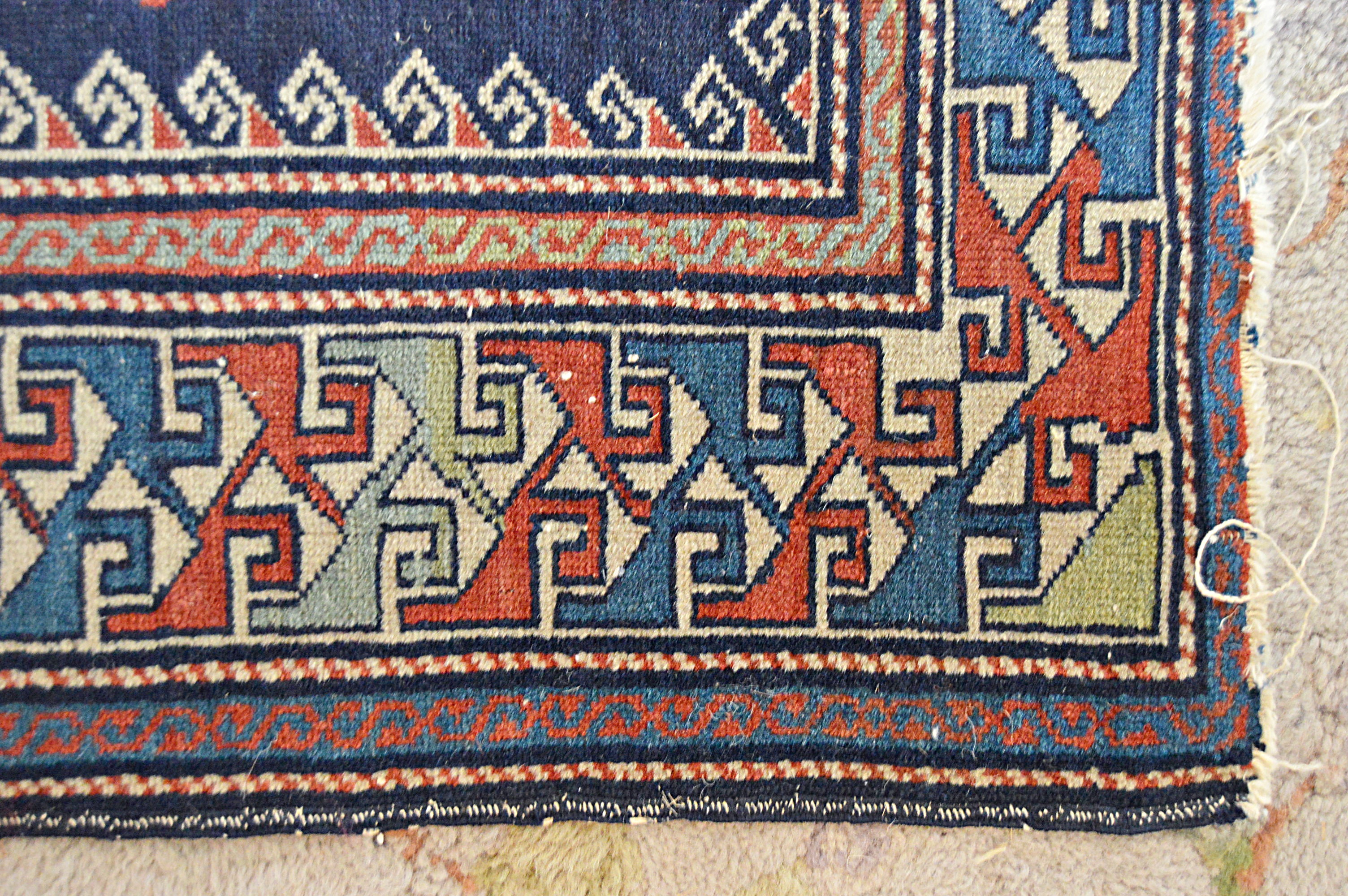 Antique Hand-Knotted Caucasian Shirvan Wool Accent Rug