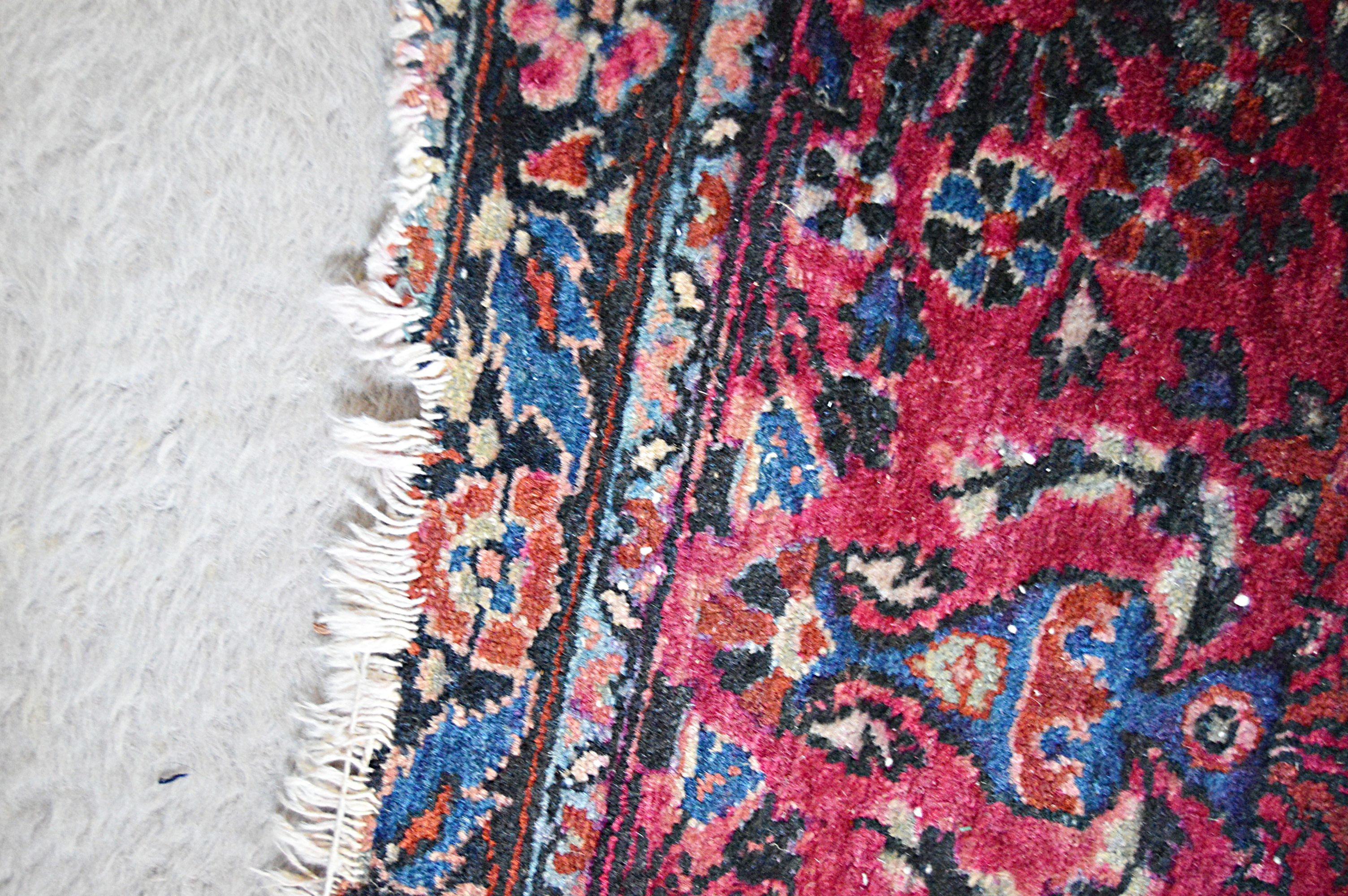 Antique Hand-Knotted Malayer Sarouk Wool Accent Rug