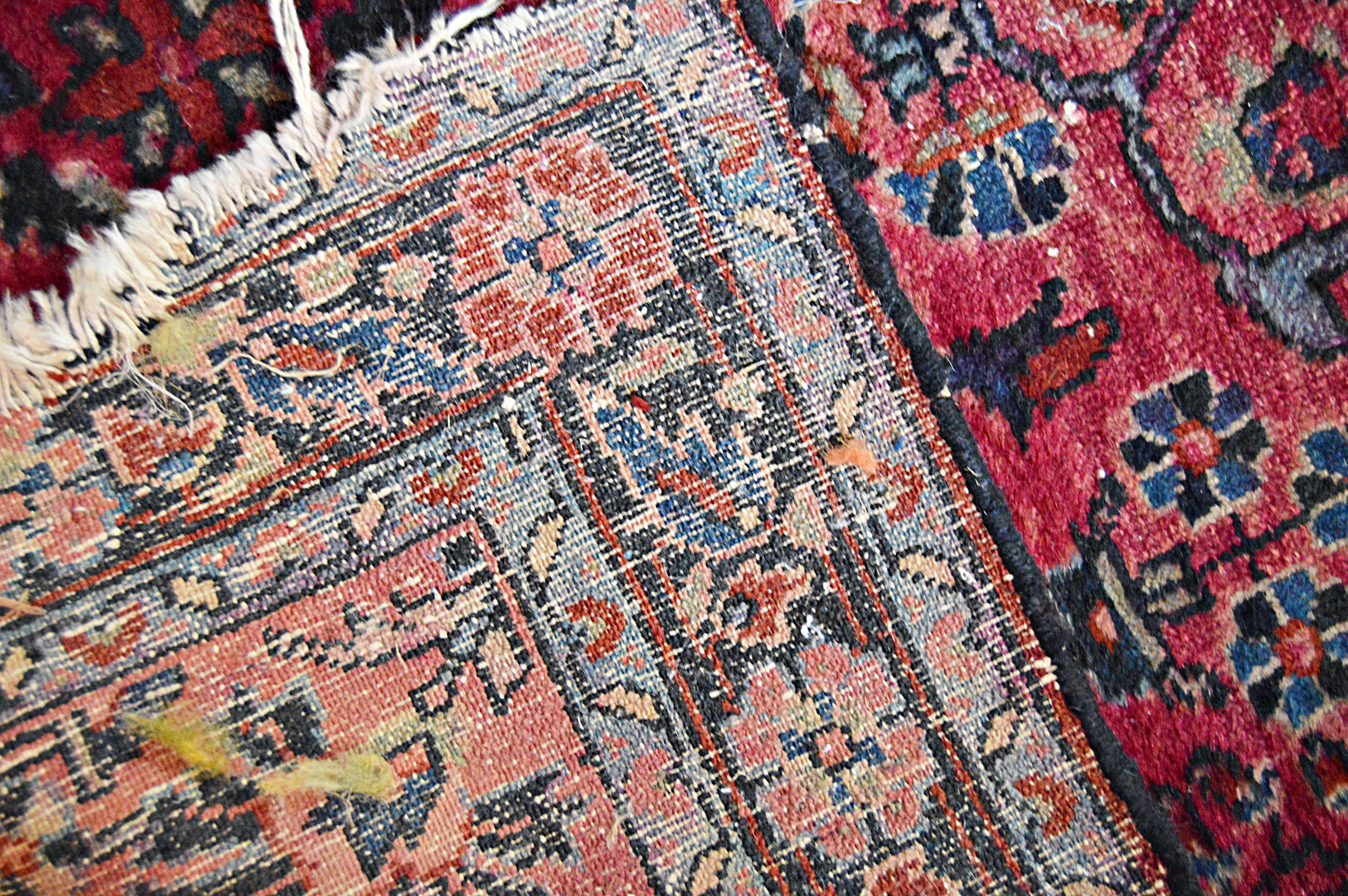 Antique Hand-Knotted Malayer Sarouk Wool Accent Rug