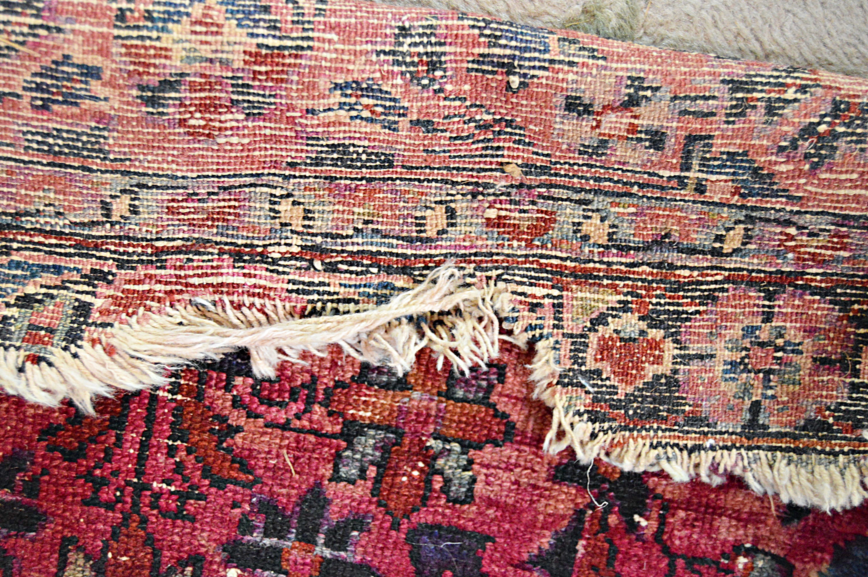 Antique Hand-Knotted Malayer Sarouk Wool Accent Rug