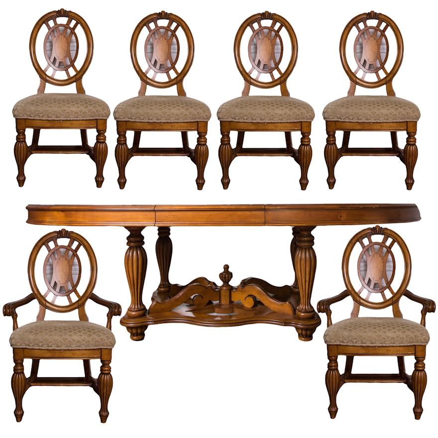 Jacobean Revival Style Dining Table and Chairs by American Signature