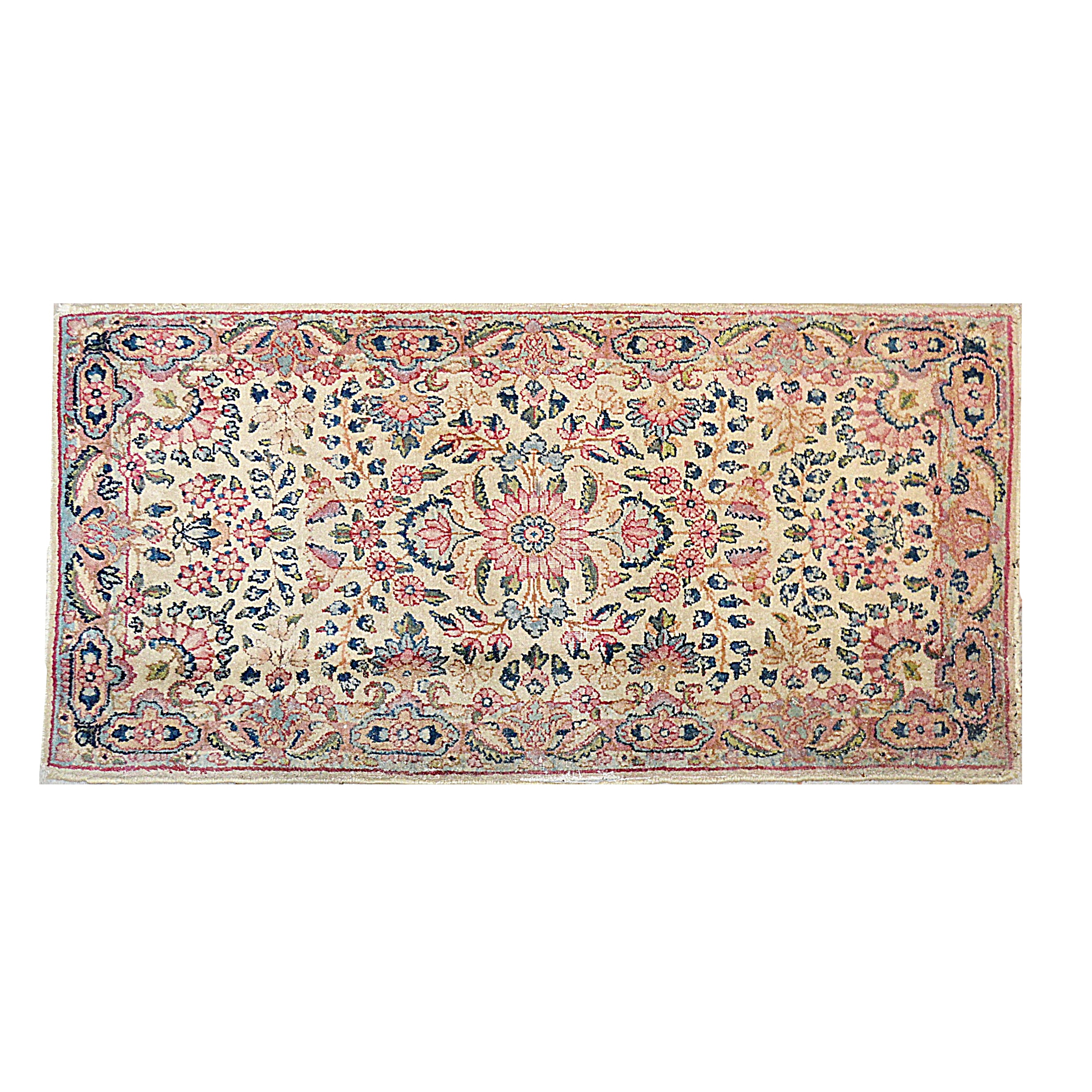 Semi-Antique Hand-Knotted Persian Kerman Accent Rug
