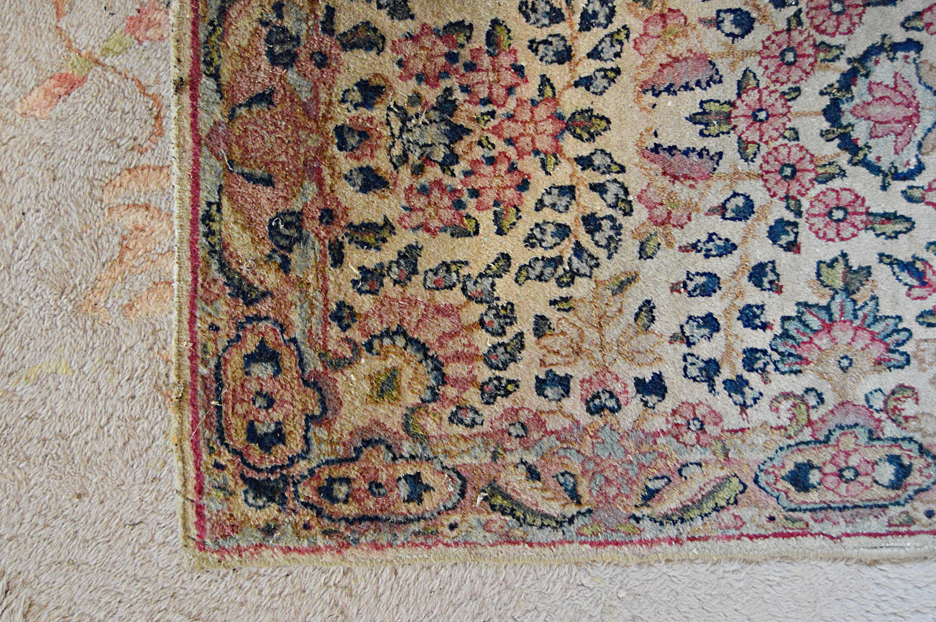 Semi-Antique Hand-Knotted Persian Kerman Accent Rug